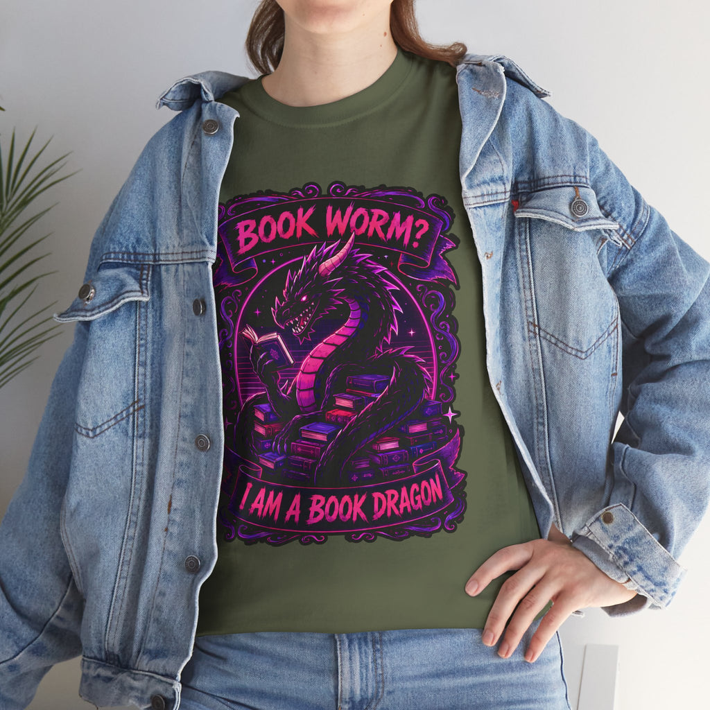 Book Worm? I Am a Book Dragon, Fantasy Reader T-shirt