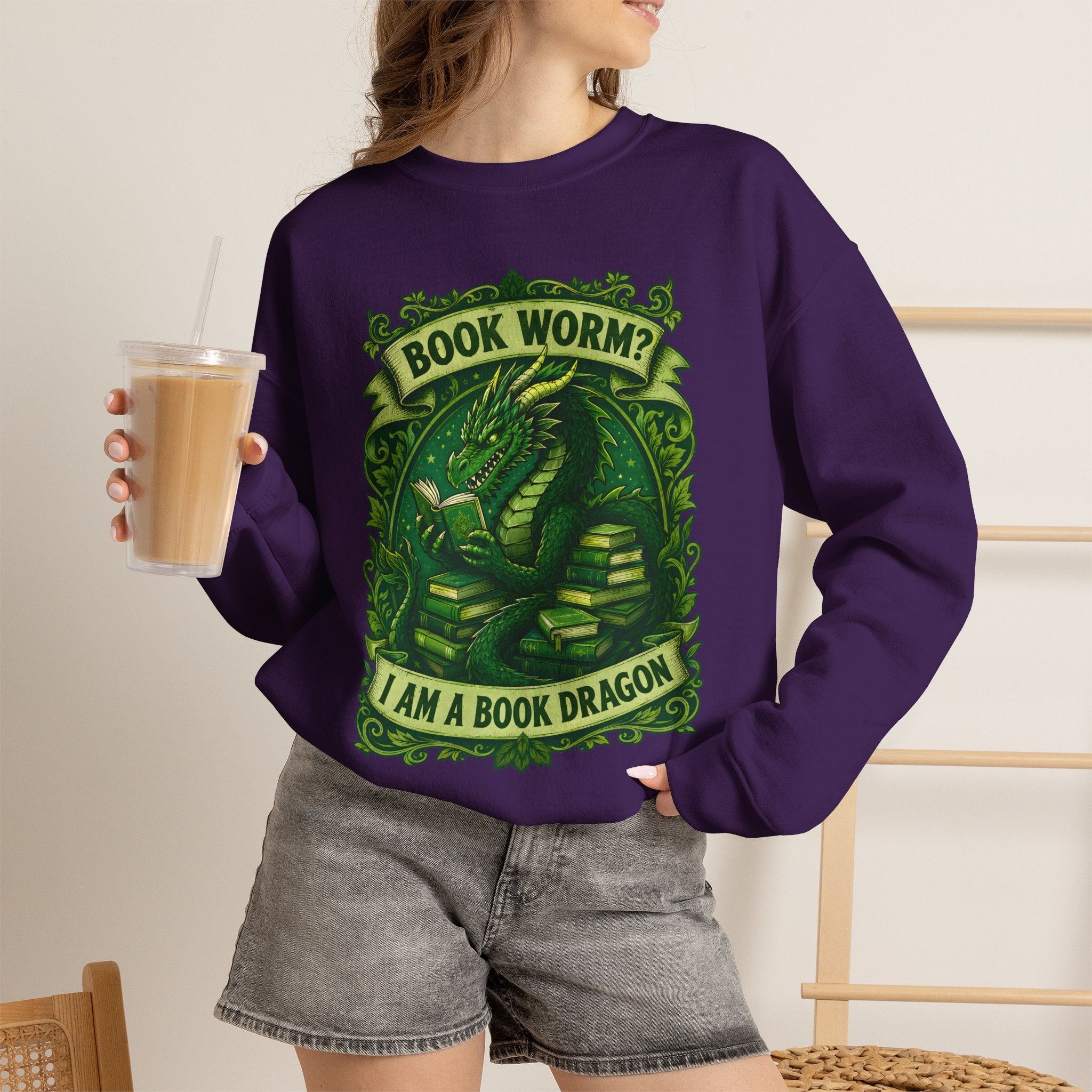 Book Worm? I Am a Book Dragon, Fantasy Reader Sweatshirt