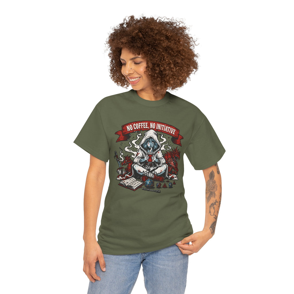 No Coffee, No Initiative | Fantasy RPG T-shirt