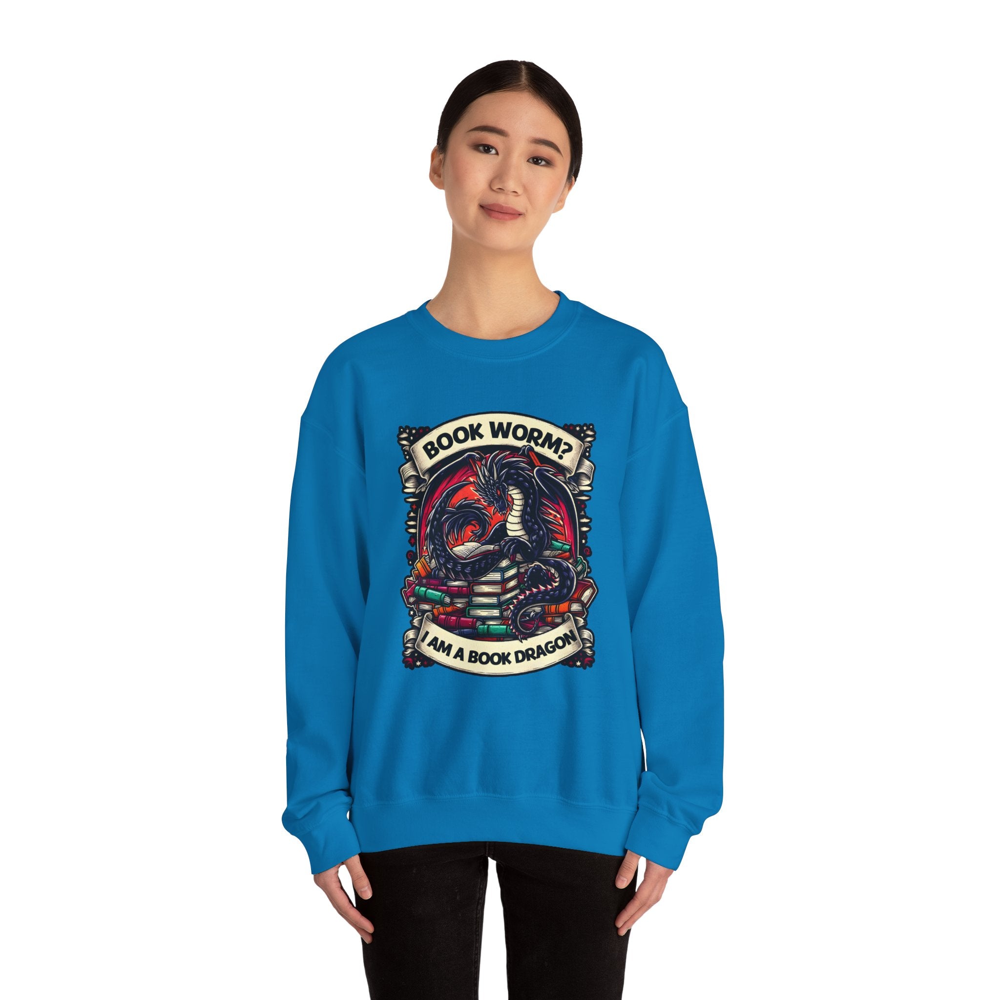 Book Worm? I Am a Book Dragon, Fantasy Reader Sweatshirt