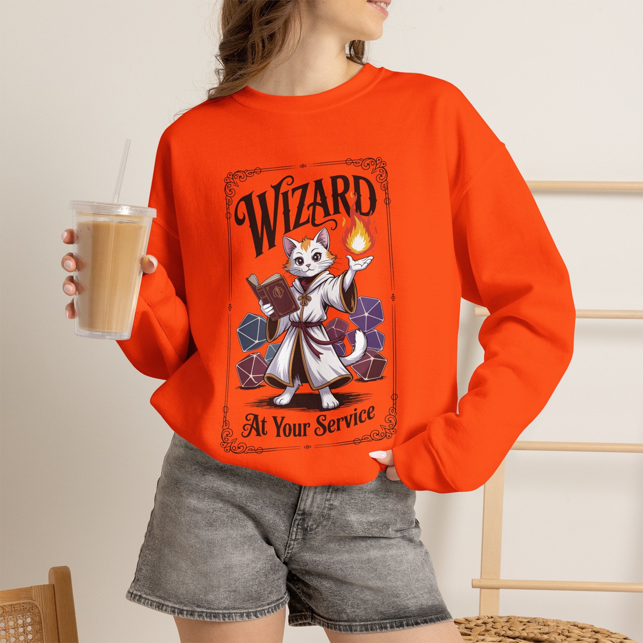Wizard Cat at Your Serivece D&D Sweatshirt | Cat Lover RPG Gift