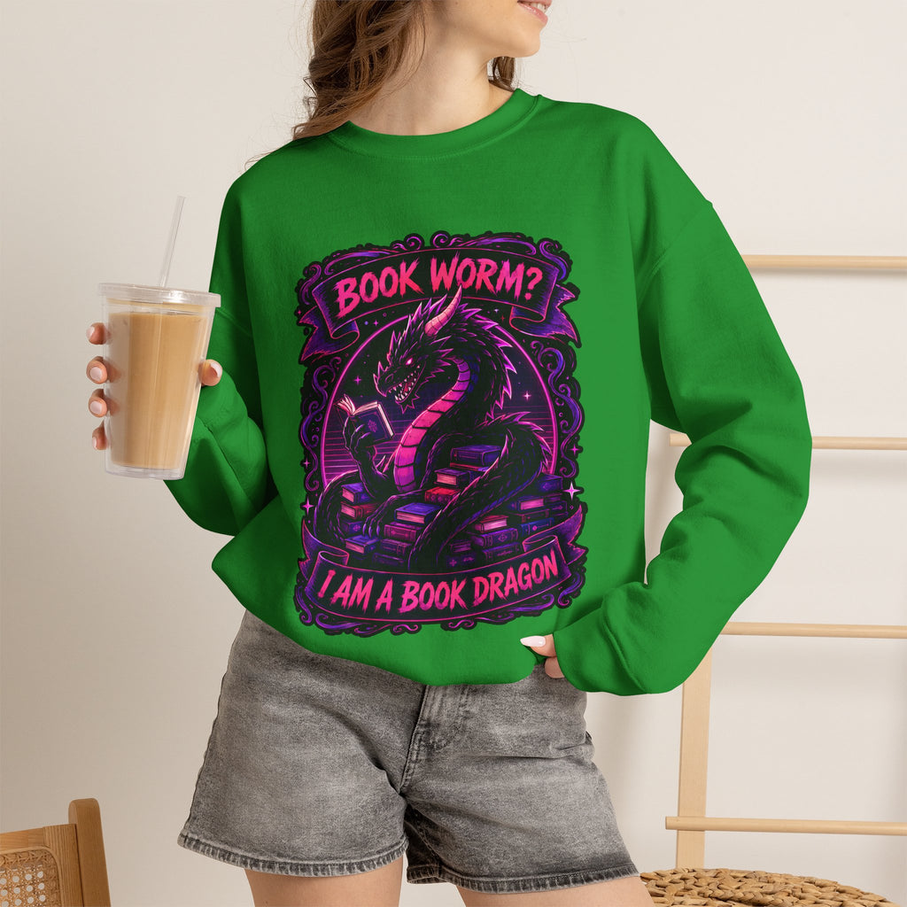 Book Worm? I Am a Book Dragon, Fantasy Reader Sweatshirt