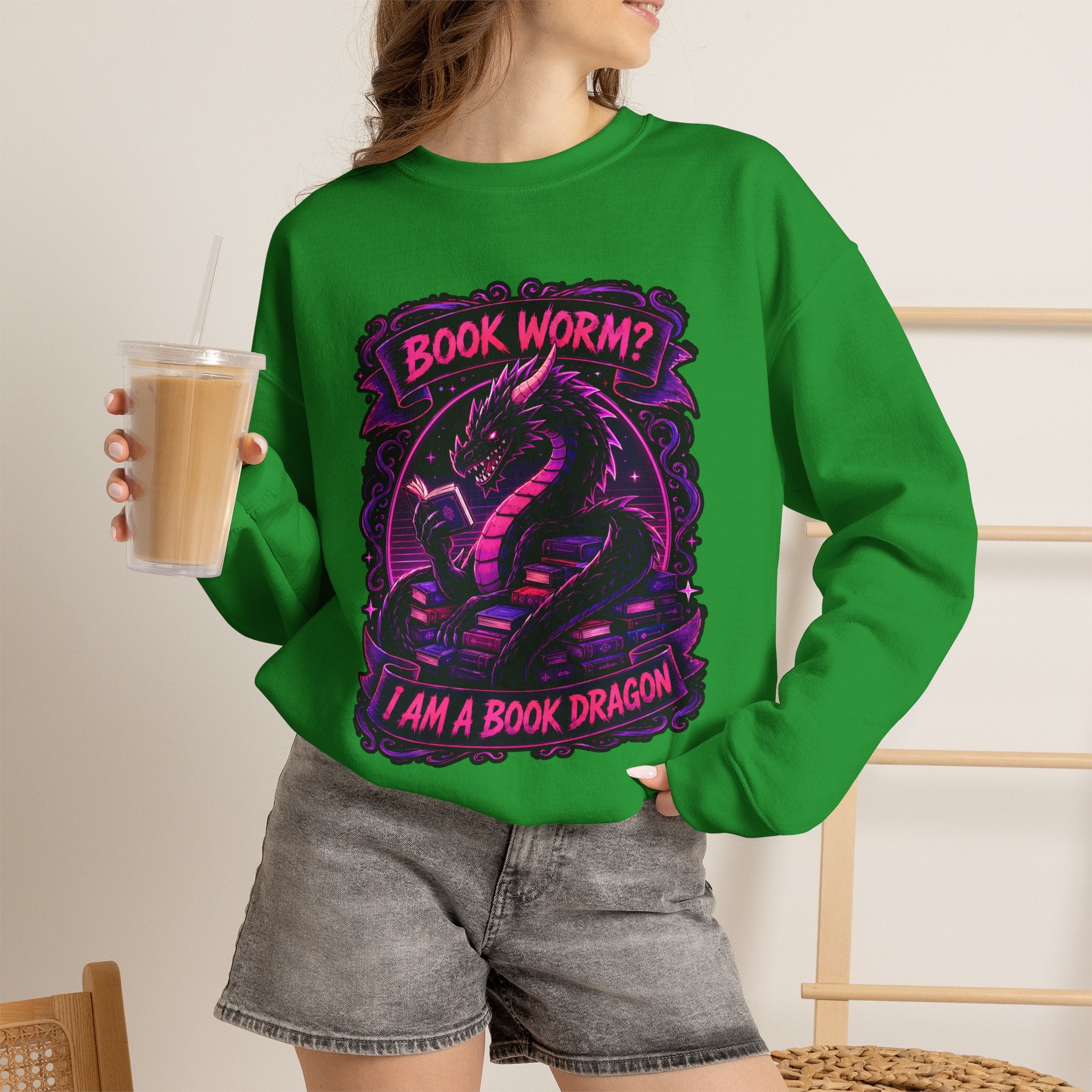 Book Worm? I Am a Book Dragon, Fantasy Reader Sweatshirt