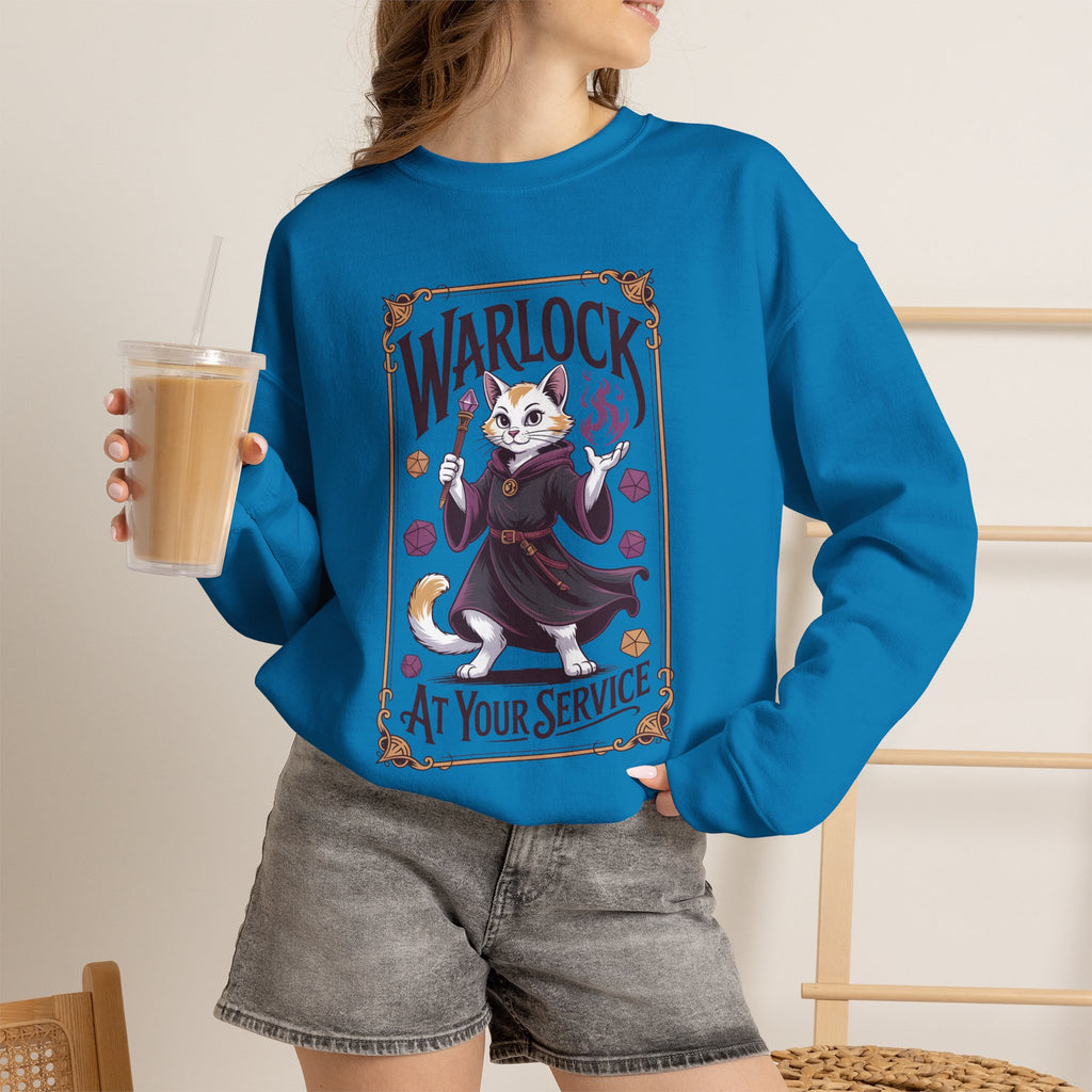 Warlock Cat at Your Serivece D&D Sweatshirt | Cat Lover RPG Gift