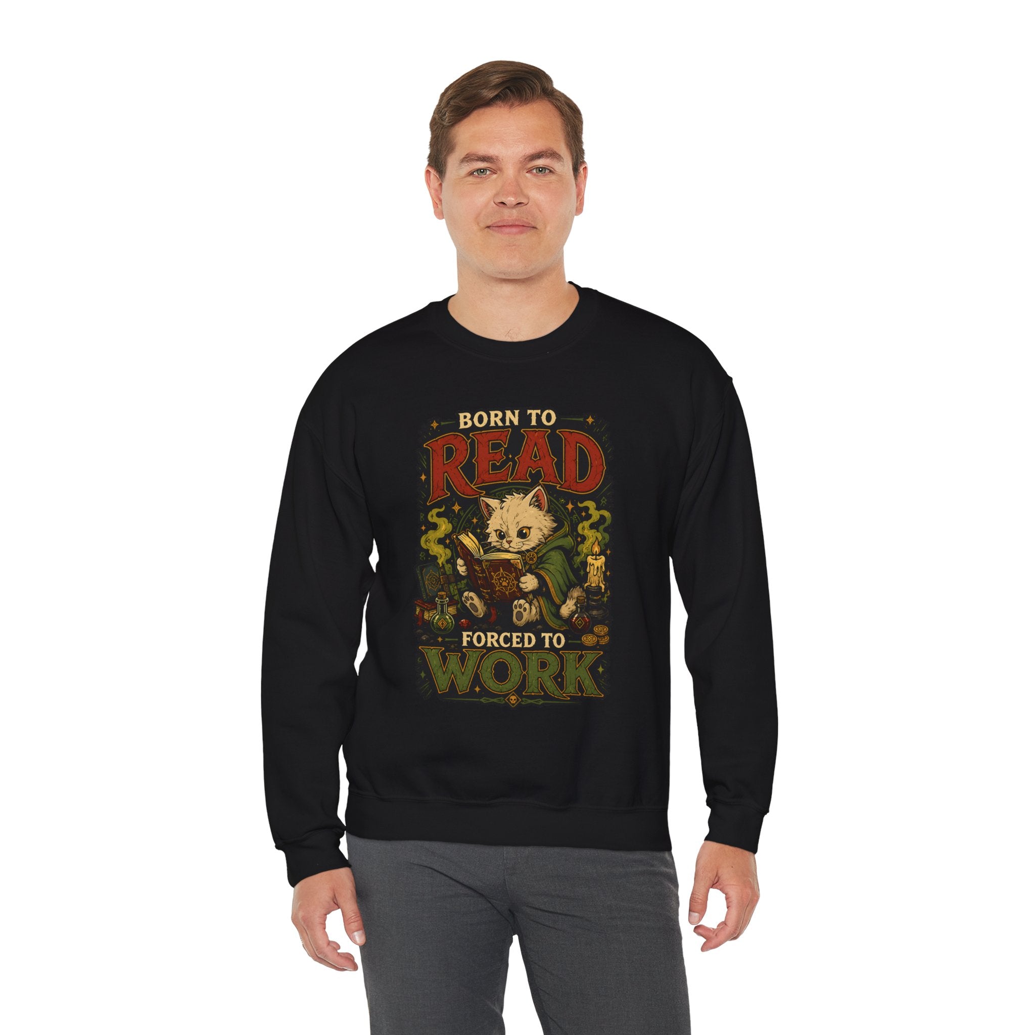 Born to Read, Forced to Work | Kitten, Book lover  Sweatshirt
