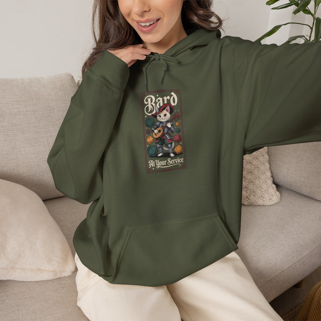 Bard Cat at Your Serivece D&D Hoodie | Cat Lover RPG Gift