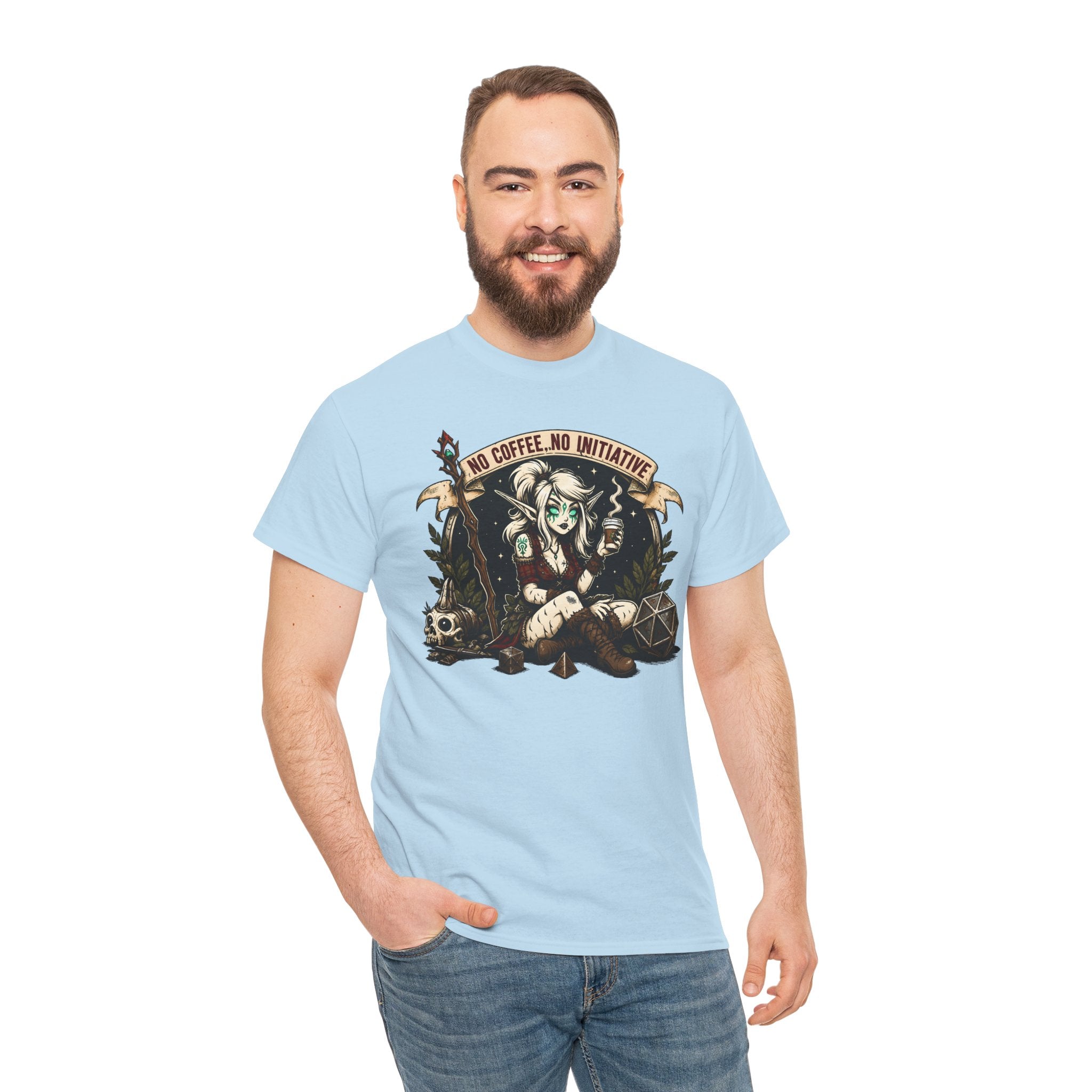 No Coffee, No Initiative | Fantasy RPG T-shirt