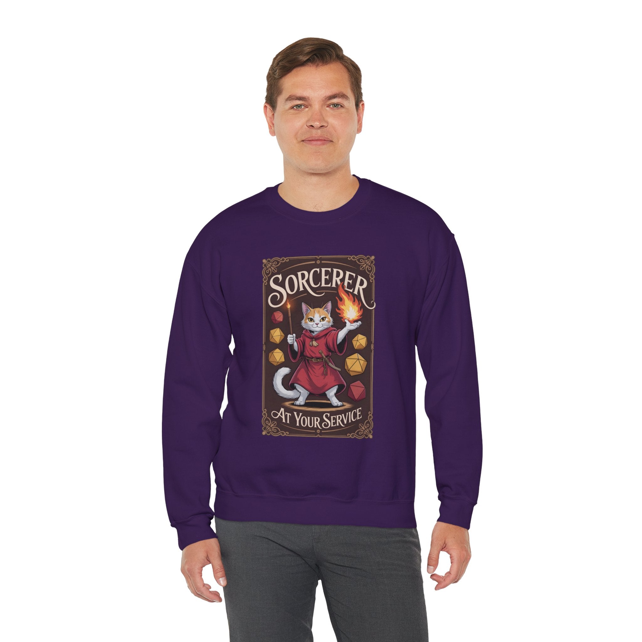 Sorcerer Cat at Your Service D&D Sweatshirt | Cat Lover RPG Gift