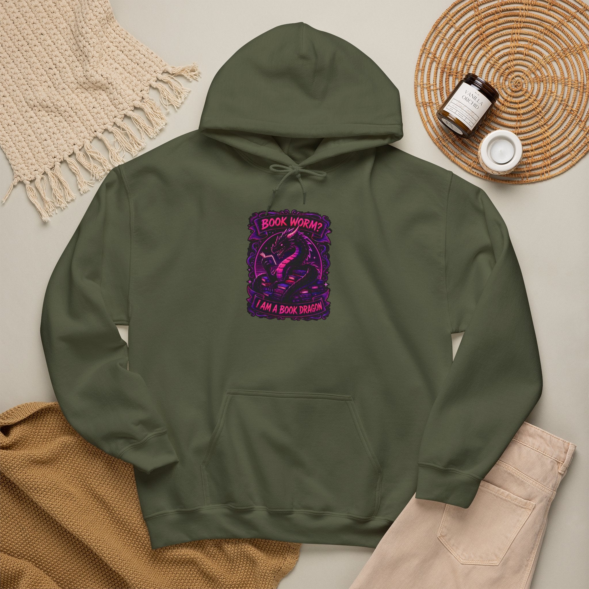 Book Worm? I Am a Book Dragon, Fantasy Reader Hoodie