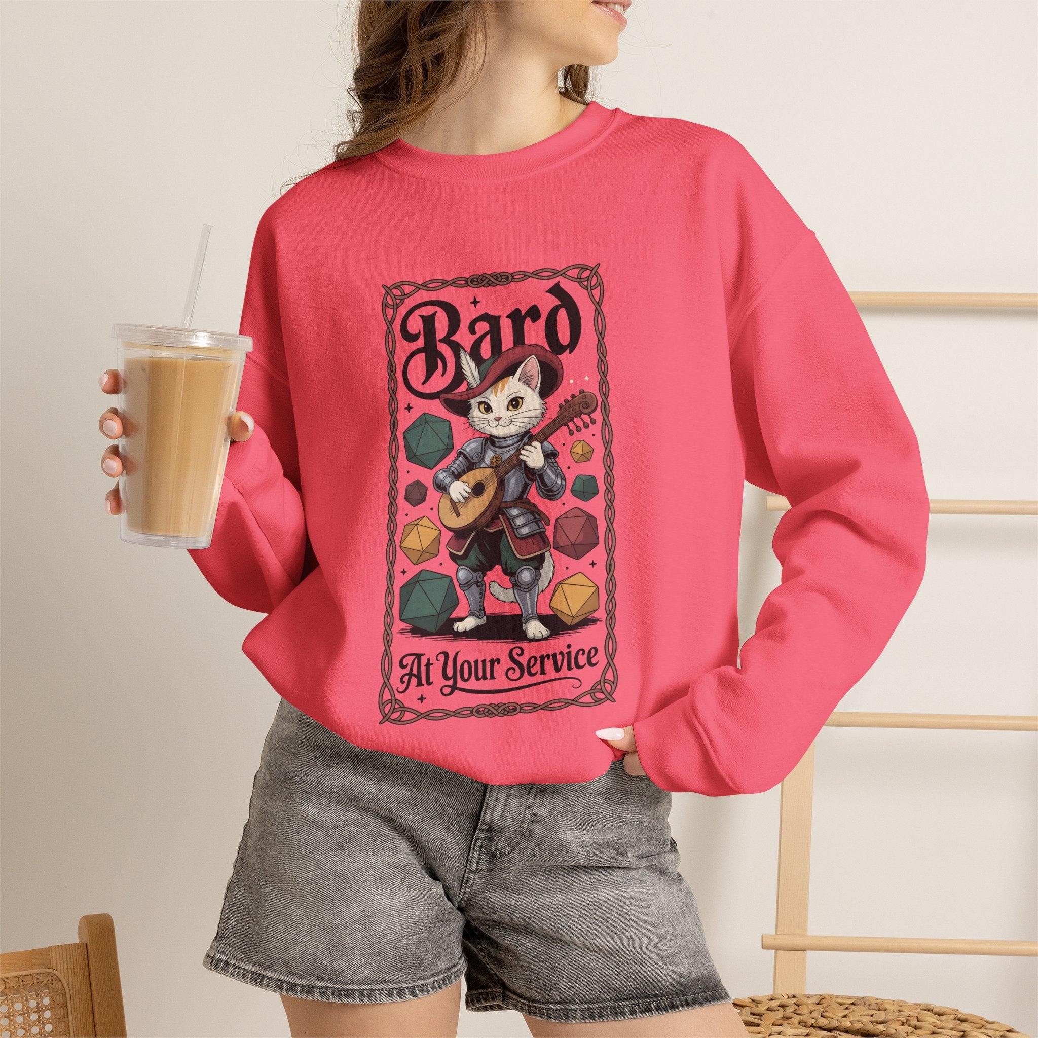 Bard Cat at Your Serivece D&D Sweatshirt | Cat Lover RPG Gift