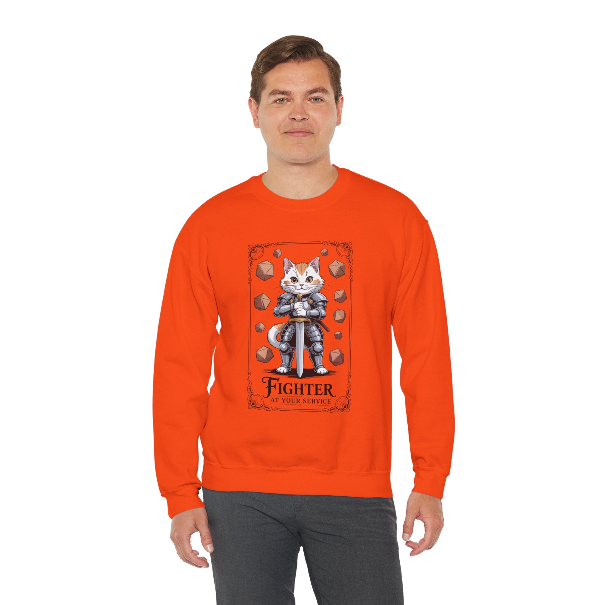Fighter Cat at Your Service D&D Sweatshirt | Cat Lover RPG Gift