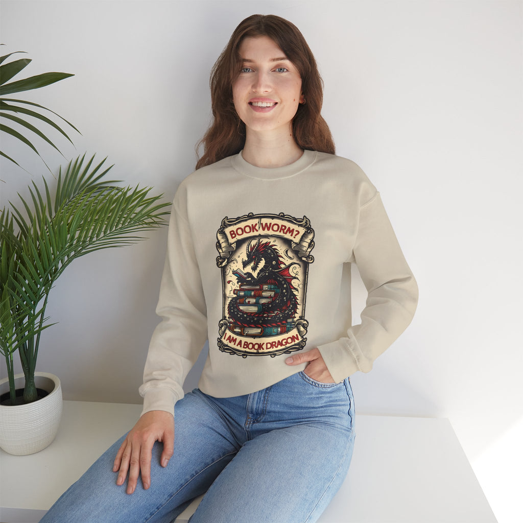 Book Worm? I Am a Book Dragon, Fantasy Reader Sweatshirt