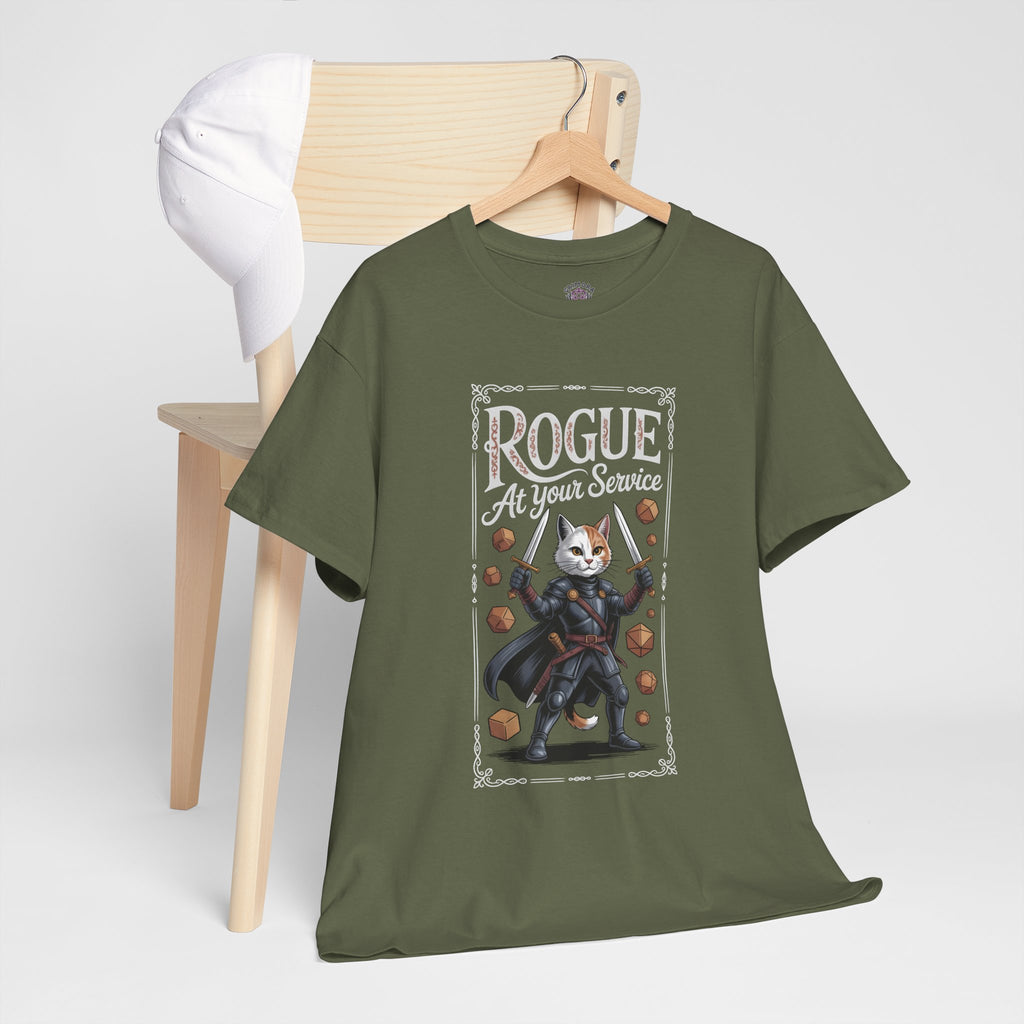 Rogue Cat at Your Serivece D&D T-shirt | Cat Lover RPG Gift