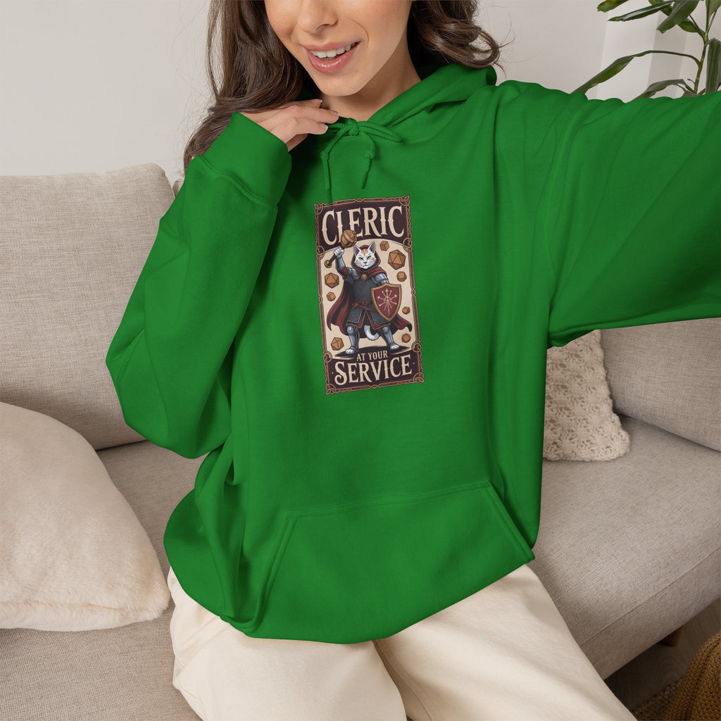Cleric Cat at Your Service D&D Hoodie | Cat Lover RPG Gift