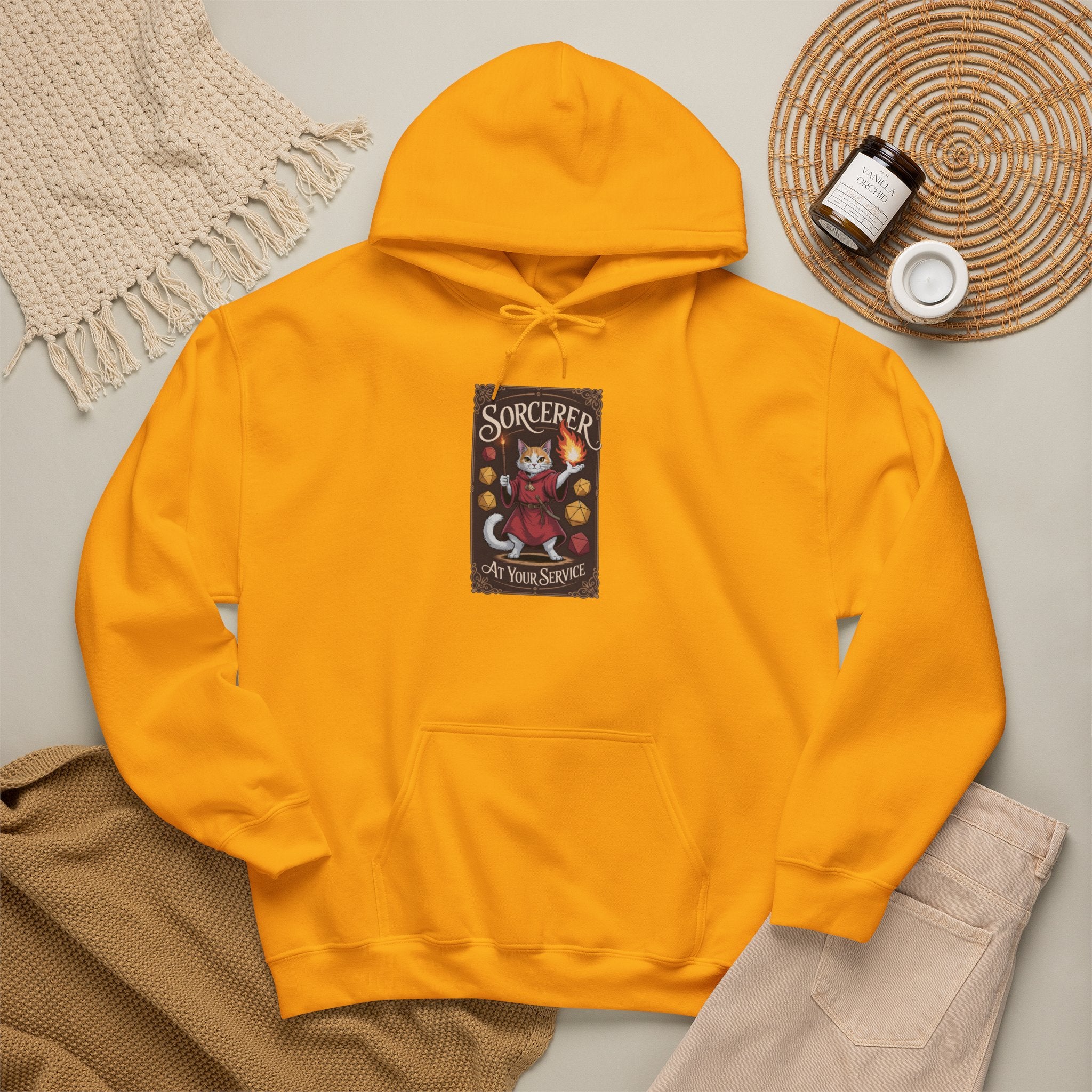 Sorcerer Cat at Your Service D&D Hoodie | Cat Lover RPG Gift