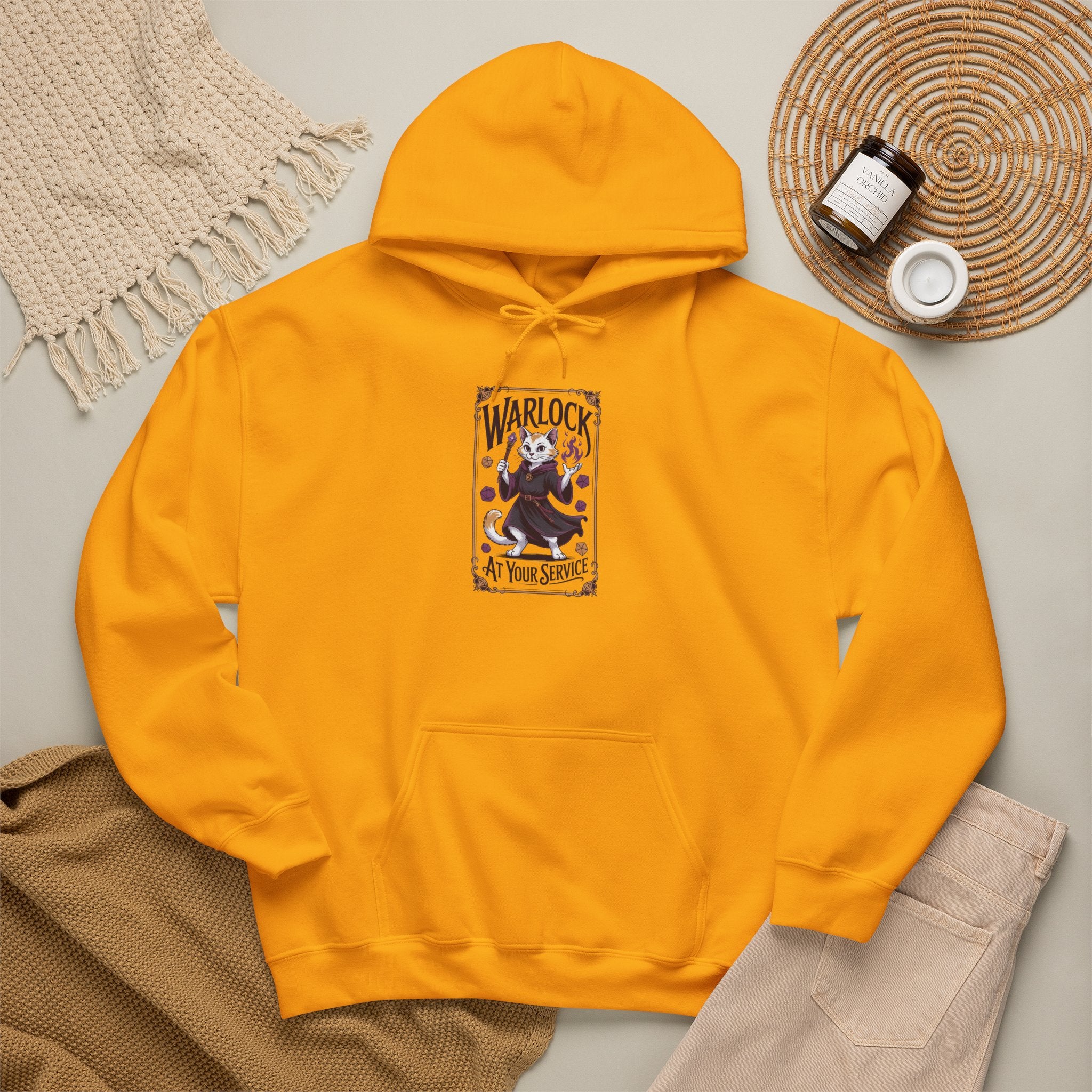 Warlock Cat at Your Serivece D&D Hoodie | Cat Lover RPG Gift
