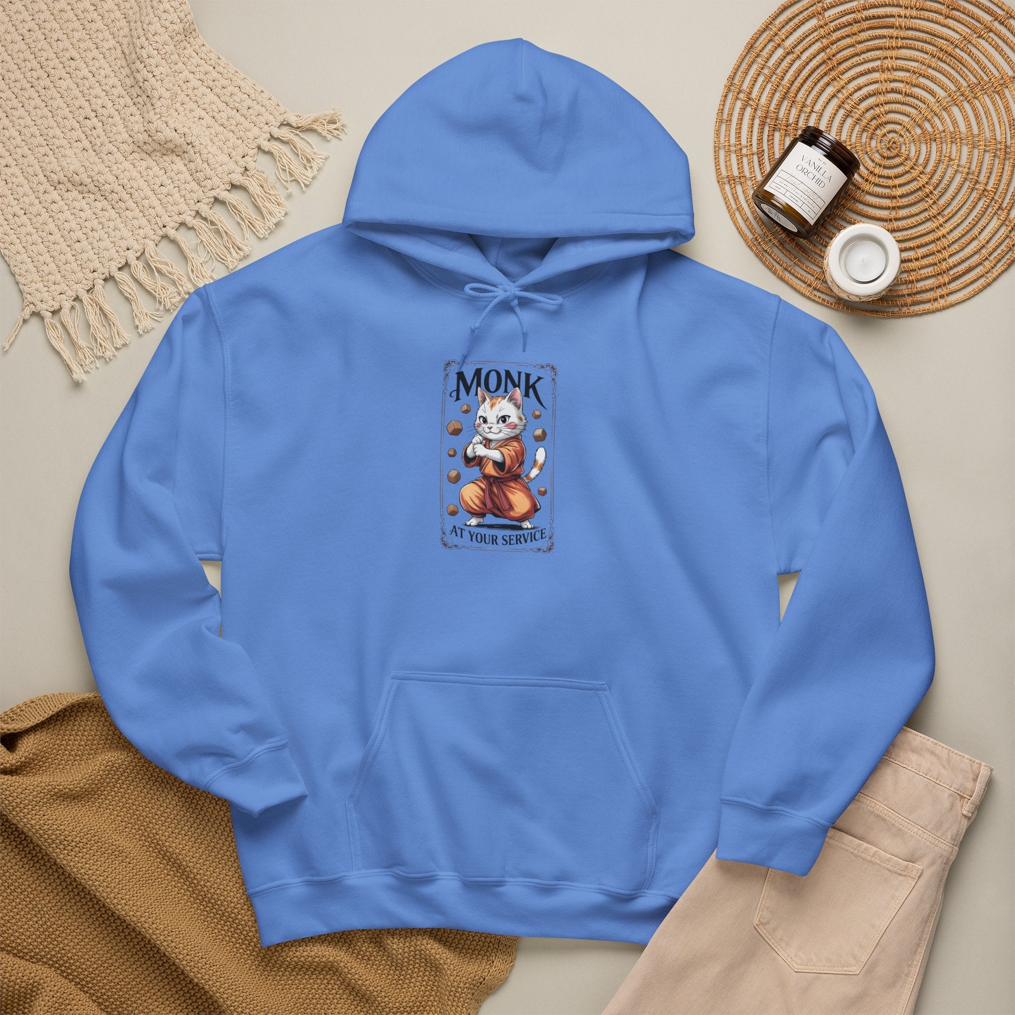 Monk Cat at Your Service D&D Hoodie | Cat Lover RPG Gift