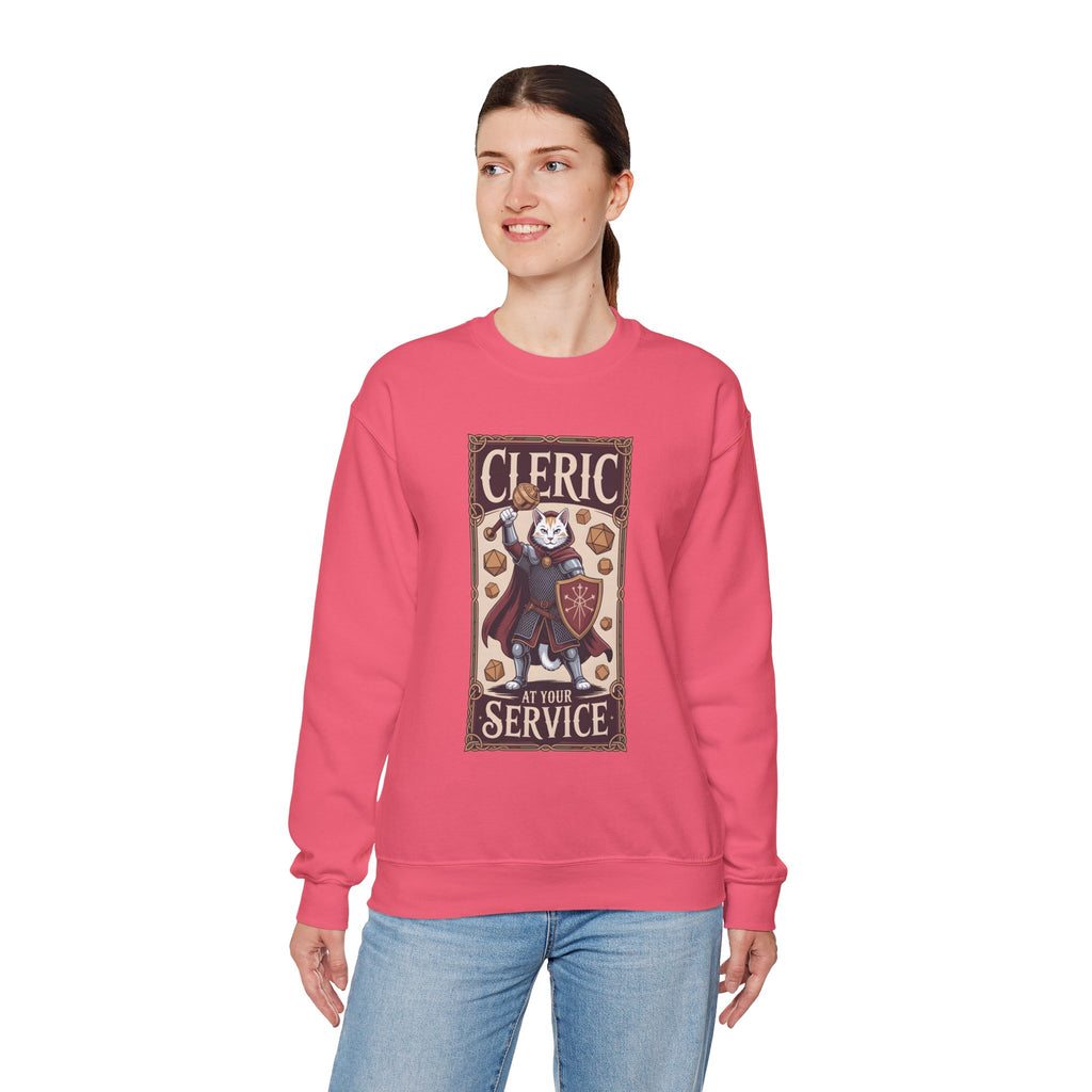 Cleric Cat at Your Service D&D Sweatshirt | Cat Lover RPG Gift
