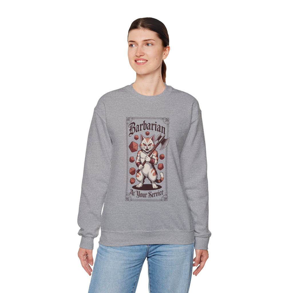 Barbarian Cat at Your Serivece D&D Sweatshirt | Cat Lover RPG Gift