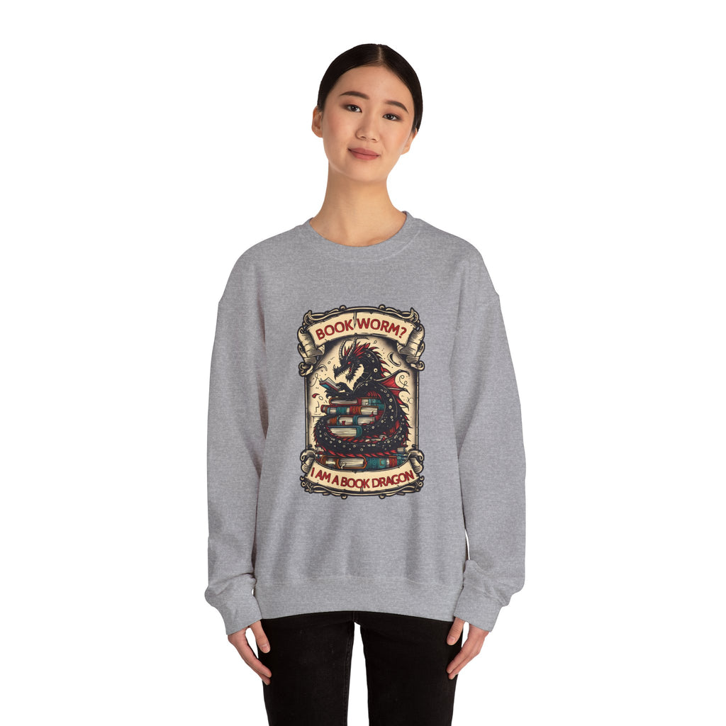Book Worm? I Am a Book Dragon, Fantasy Reader Sweatshirt
