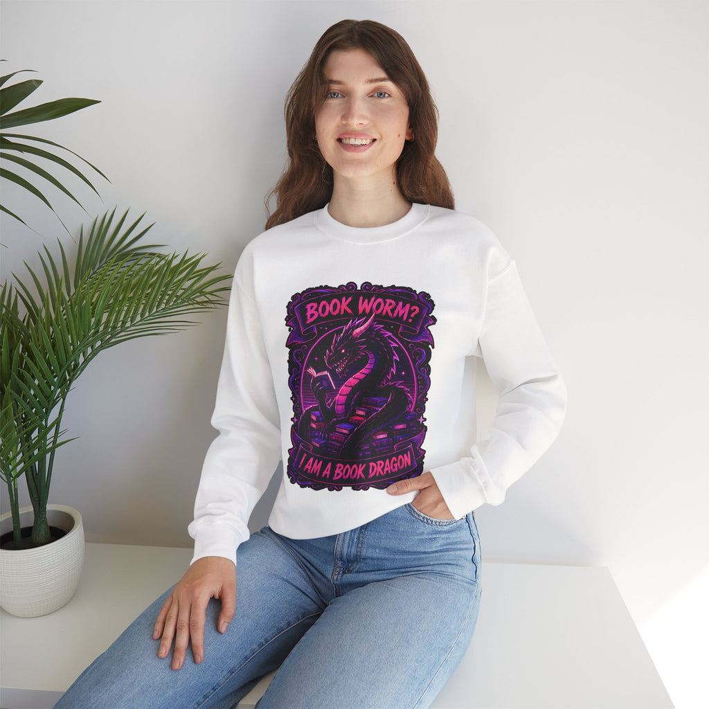 Book Worm? I Am a Book Dragon, Fantasy Reader Sweatshirt