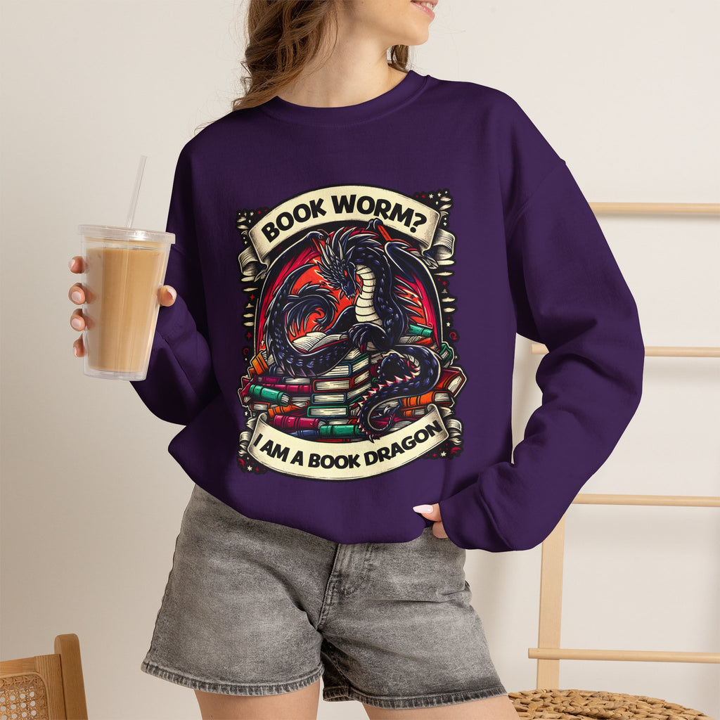 Book Worm? I Am a Book Dragon, Fantasy Reader Sweatshirt