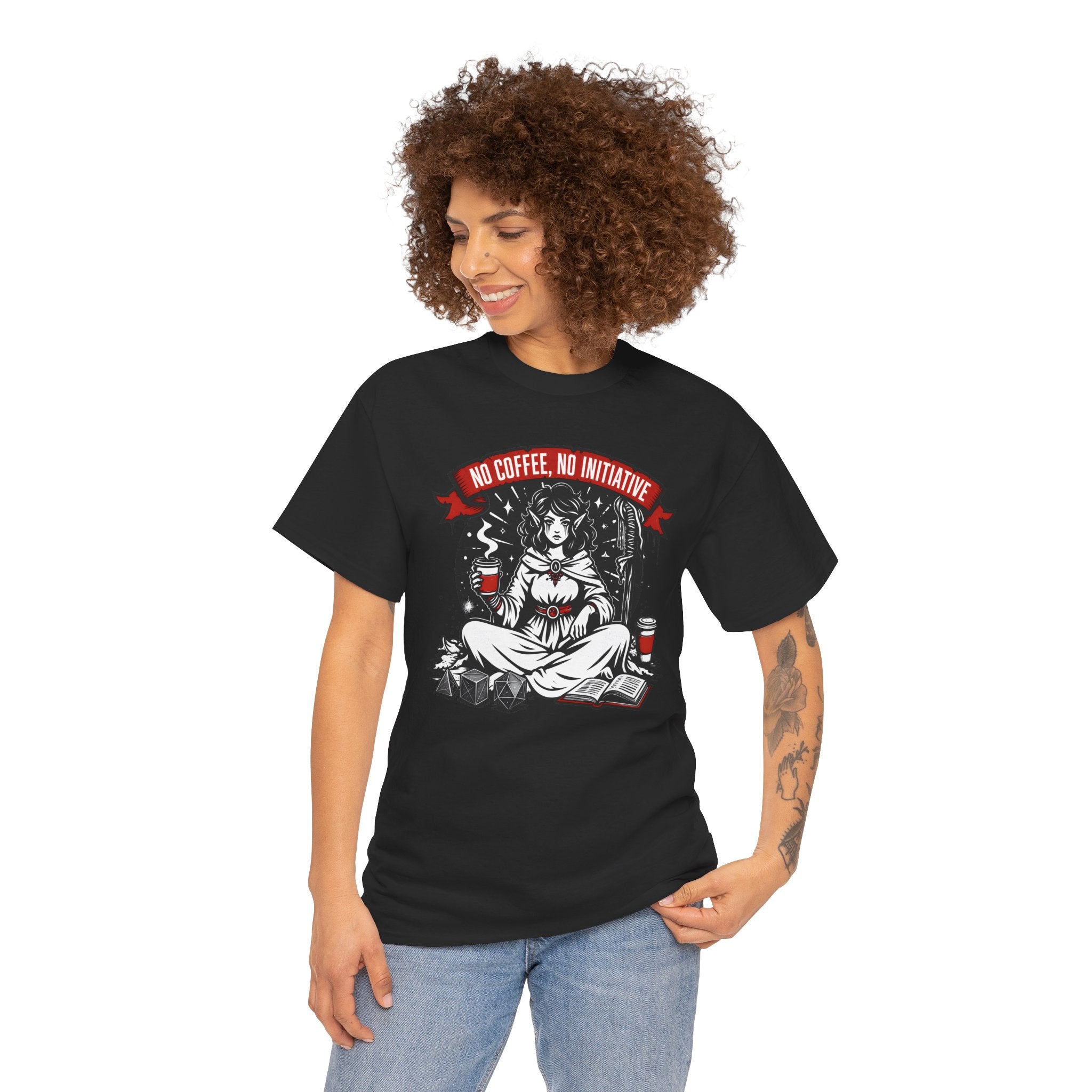No Coffee, No Initiative | Fantasy RPG T-shirt