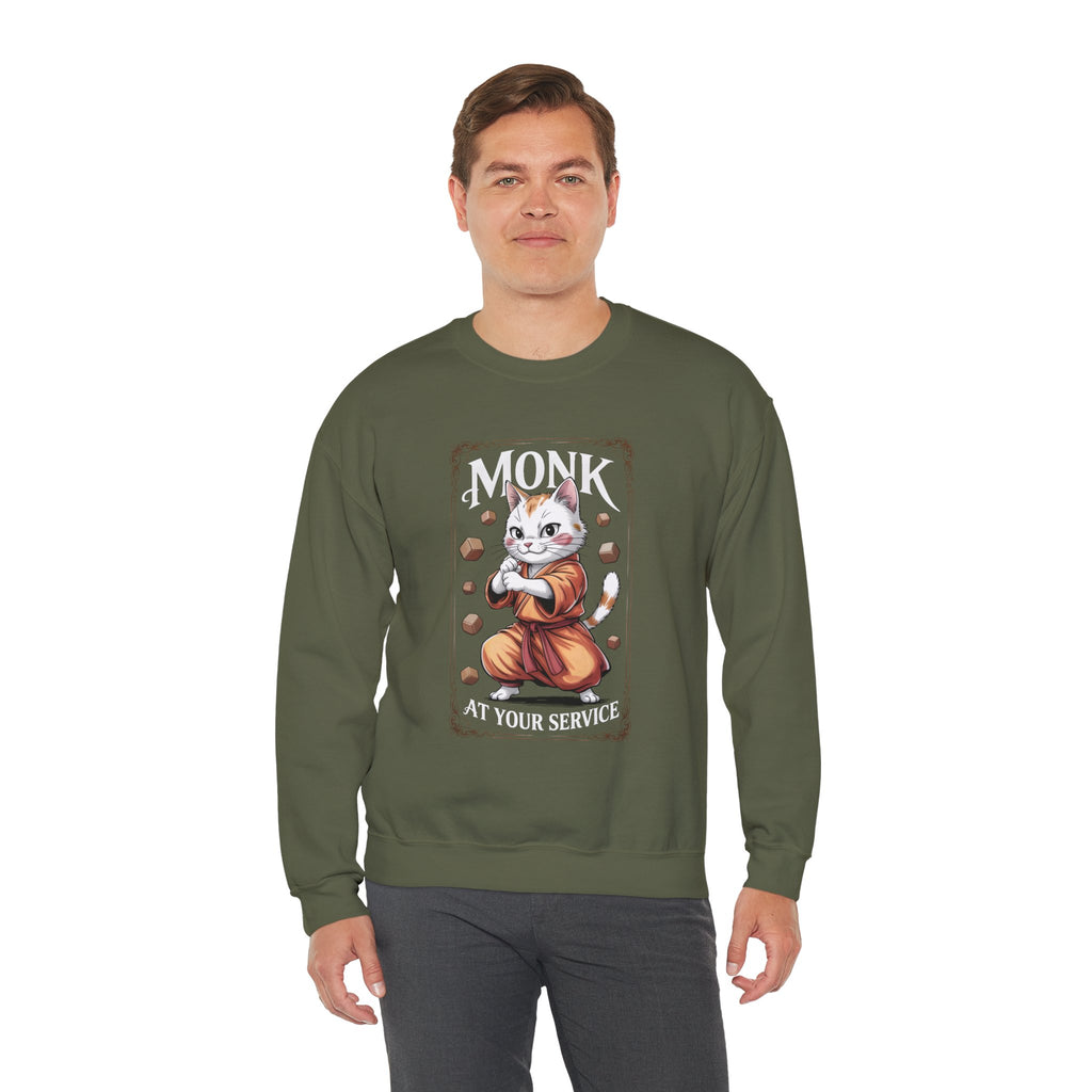 Monk Cat at Your Service D&D Sweatshirt | Cat Lover RPG Gift