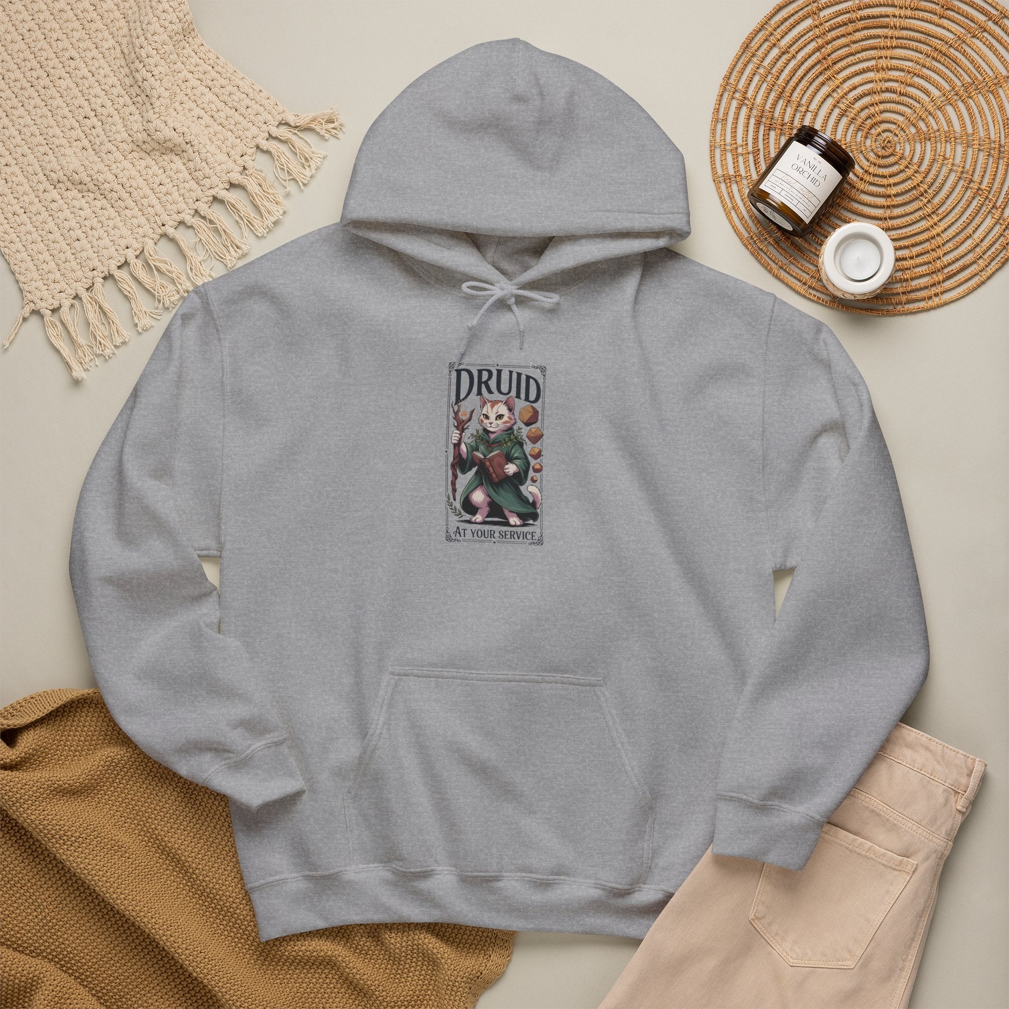 Druid Cat at Your Serivece D&D Hoodie | Cat Lover RPG Gift