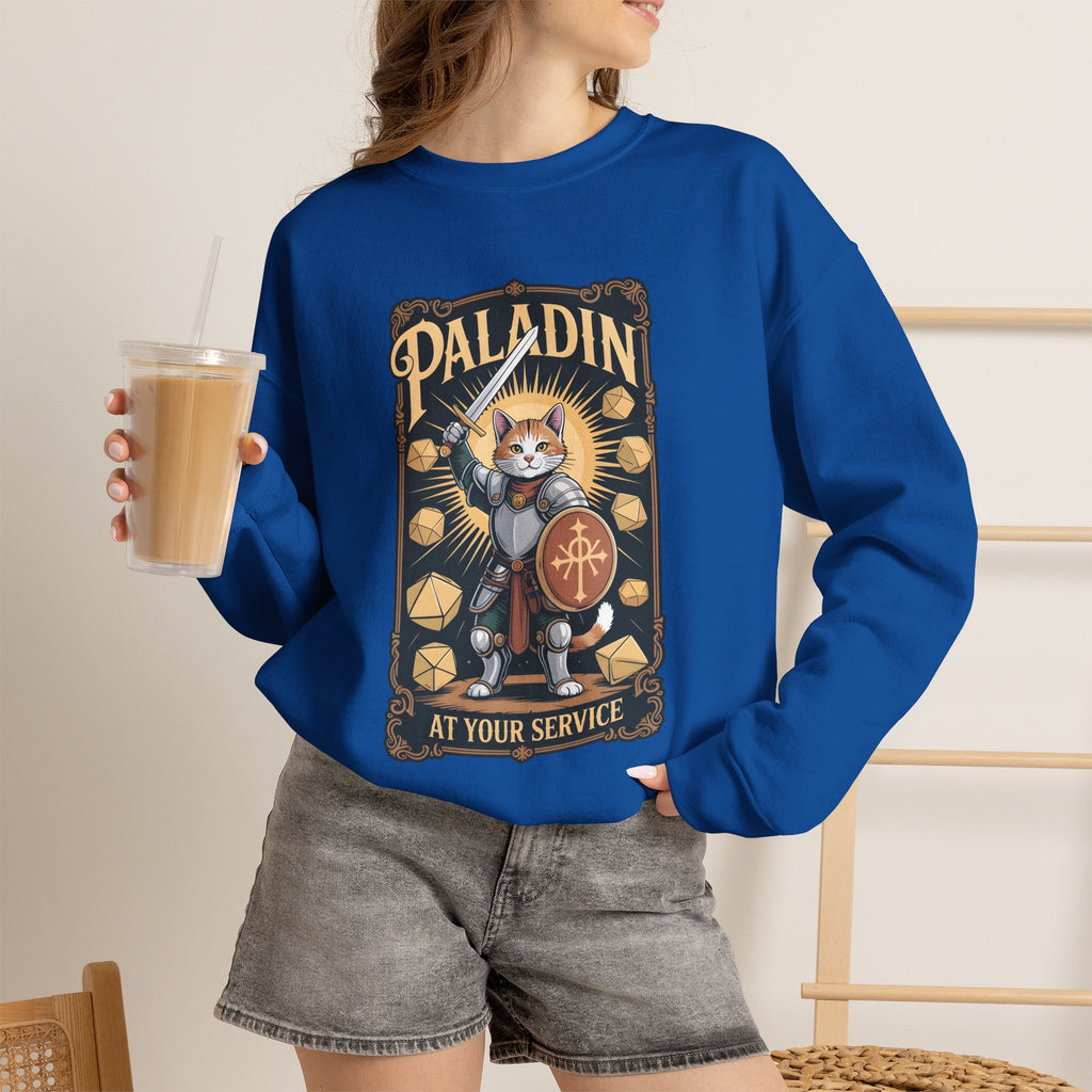 Paladin Cat at Your Service D&D Sweatshirt | Cat Lover RPG Gift