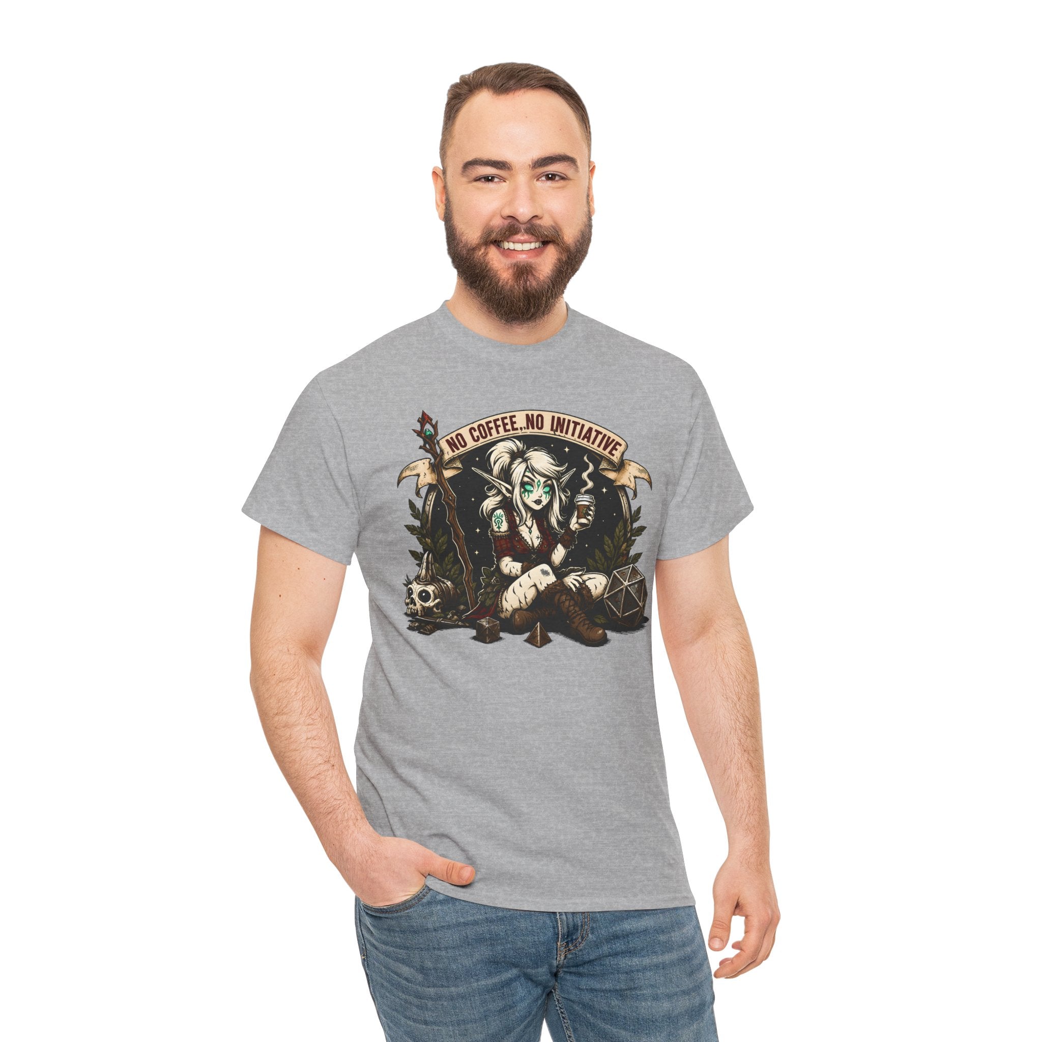 No Coffee, No Initiative | Fantasy RPG T-shirt