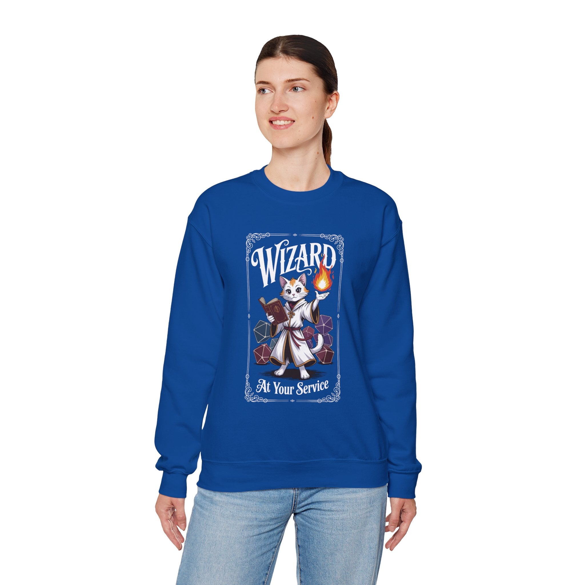 Wizard Cat at Your Serivece D&D Sweatshirt | Cat Lover RPG Gift