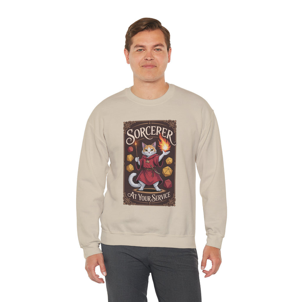 Sorcerer Cat at Your Service D&D Sweatshirt | Cat Lover RPG Gift