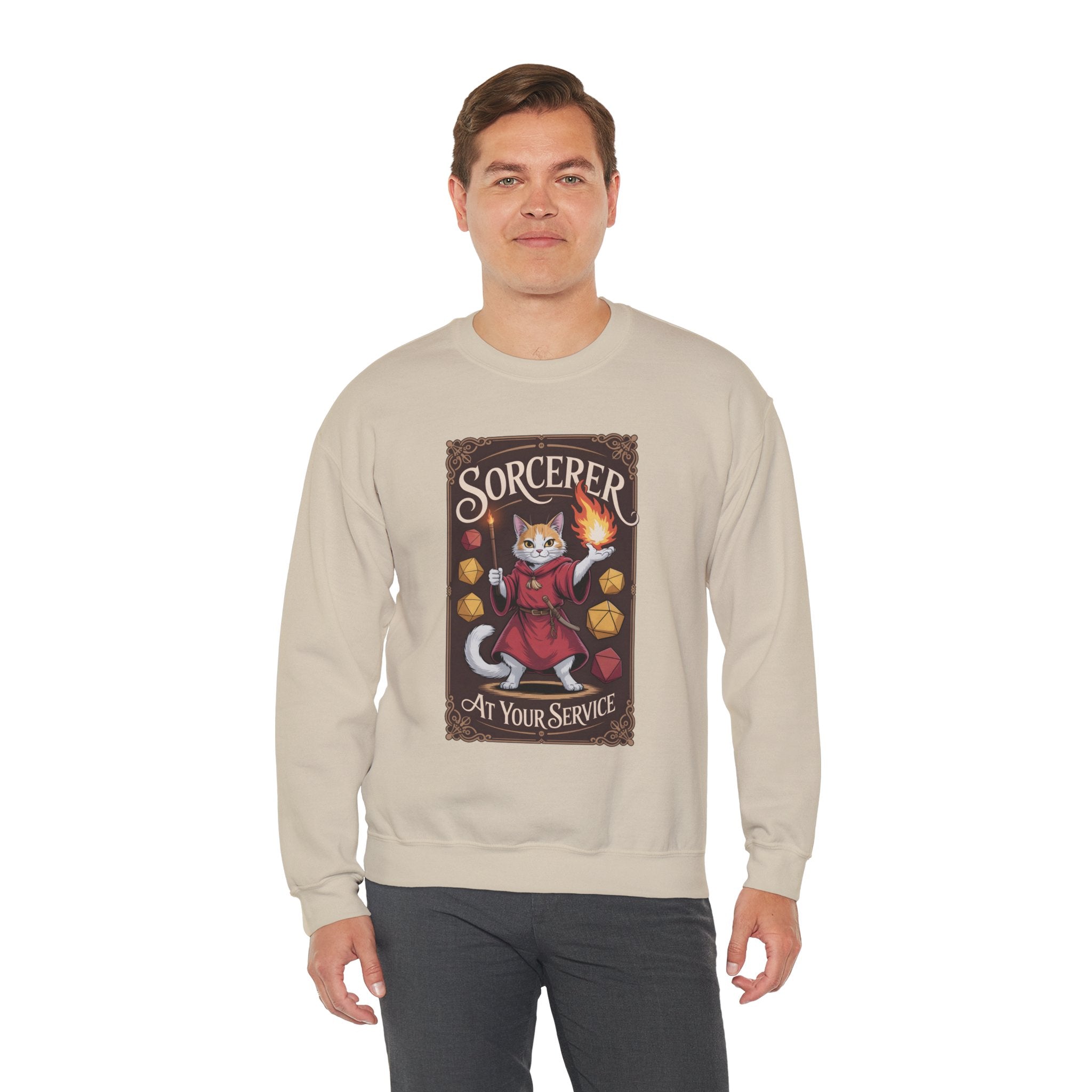 Sorcerer Cat at Your Service D&D Sweatshirt | Cat Lover RPG Gift