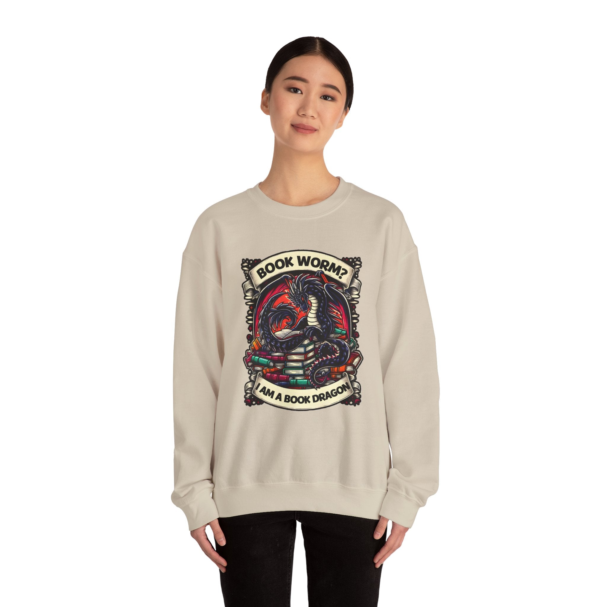 Book Worm? I Am a Book Dragon, Fantasy Reader Sweatshirt