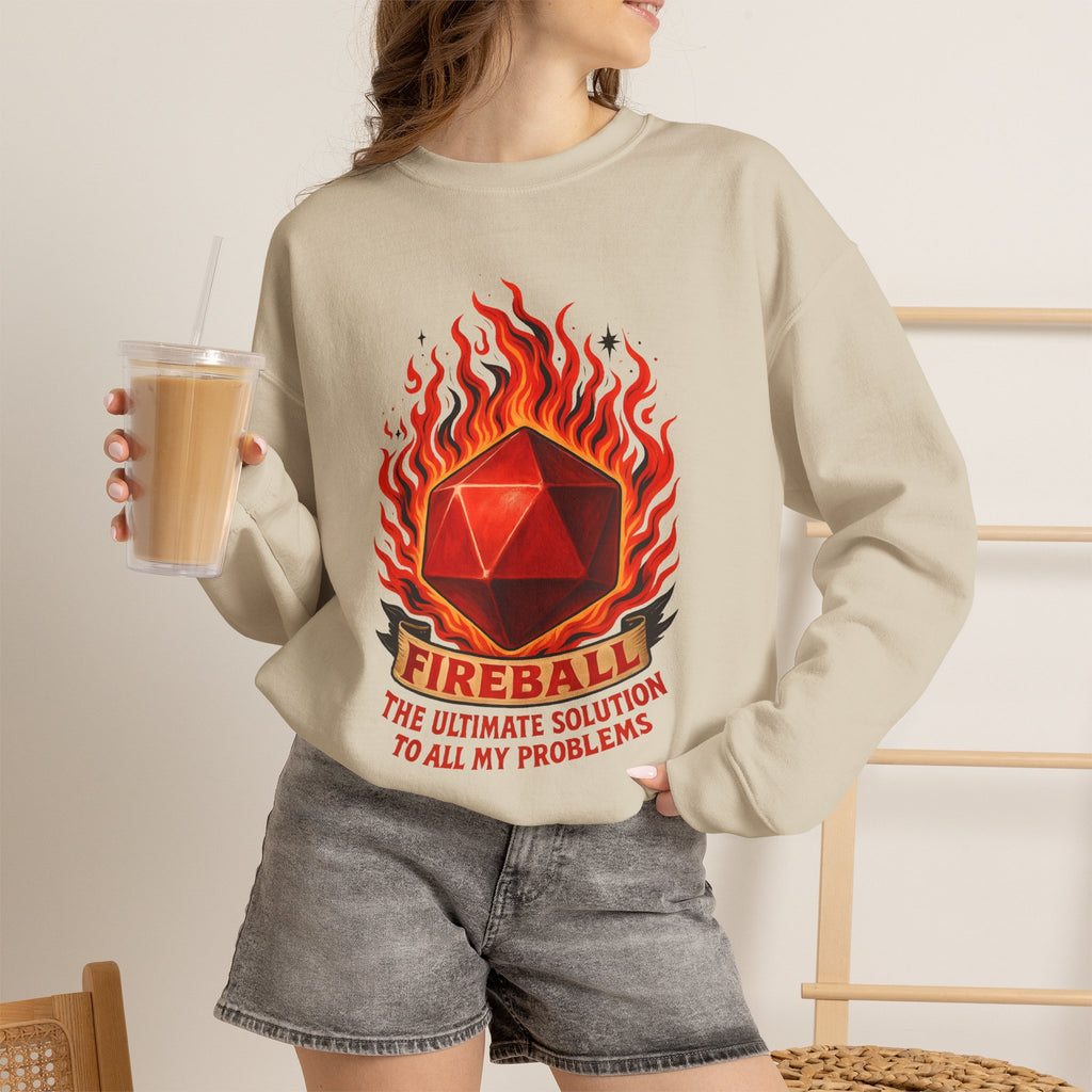 Fireball – The Ultimate Solution to All My Problems| Funny RPG Sweatshirt
