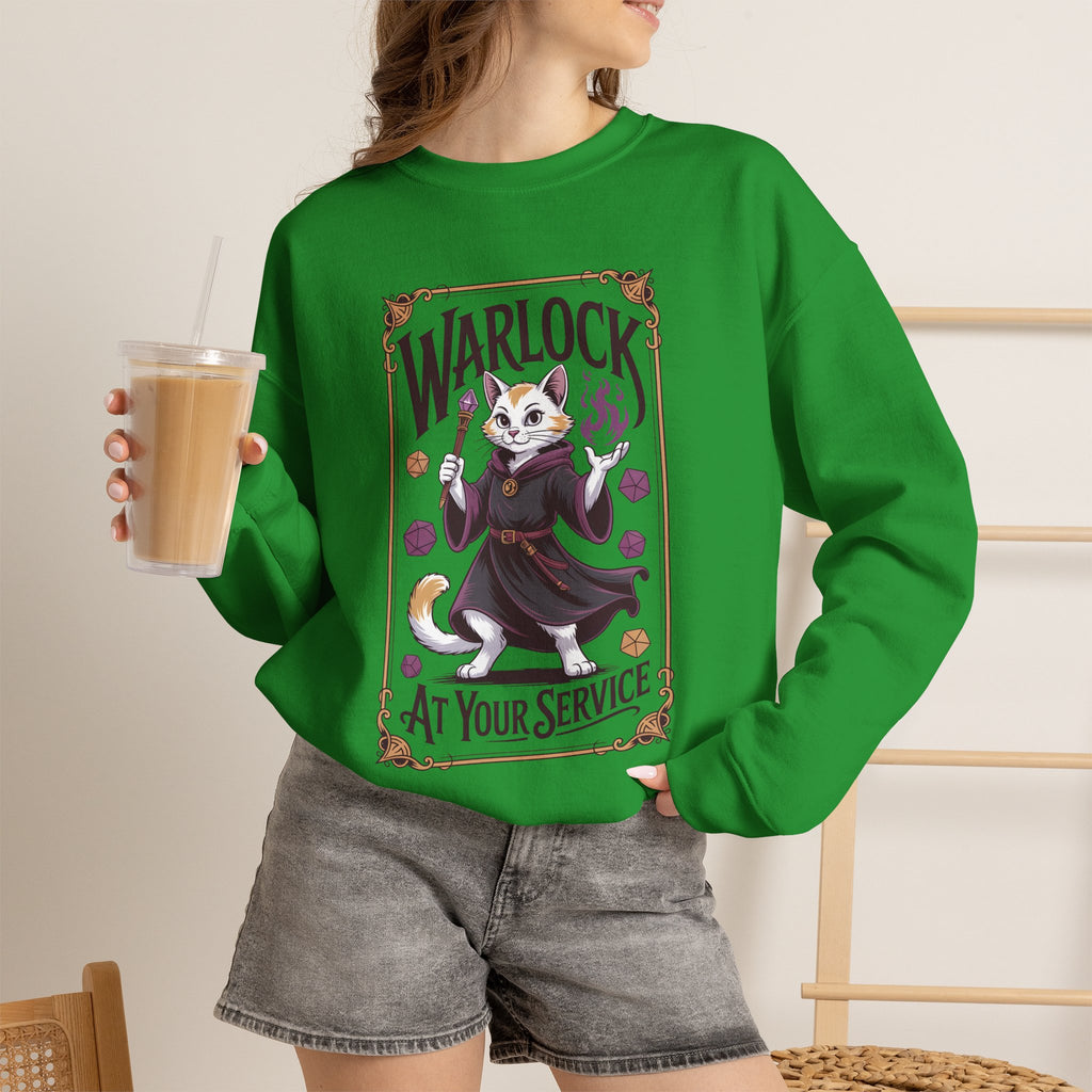 Warlock Cat at Your Serivece D&D Sweatshirt | Cat Lover RPG Gift