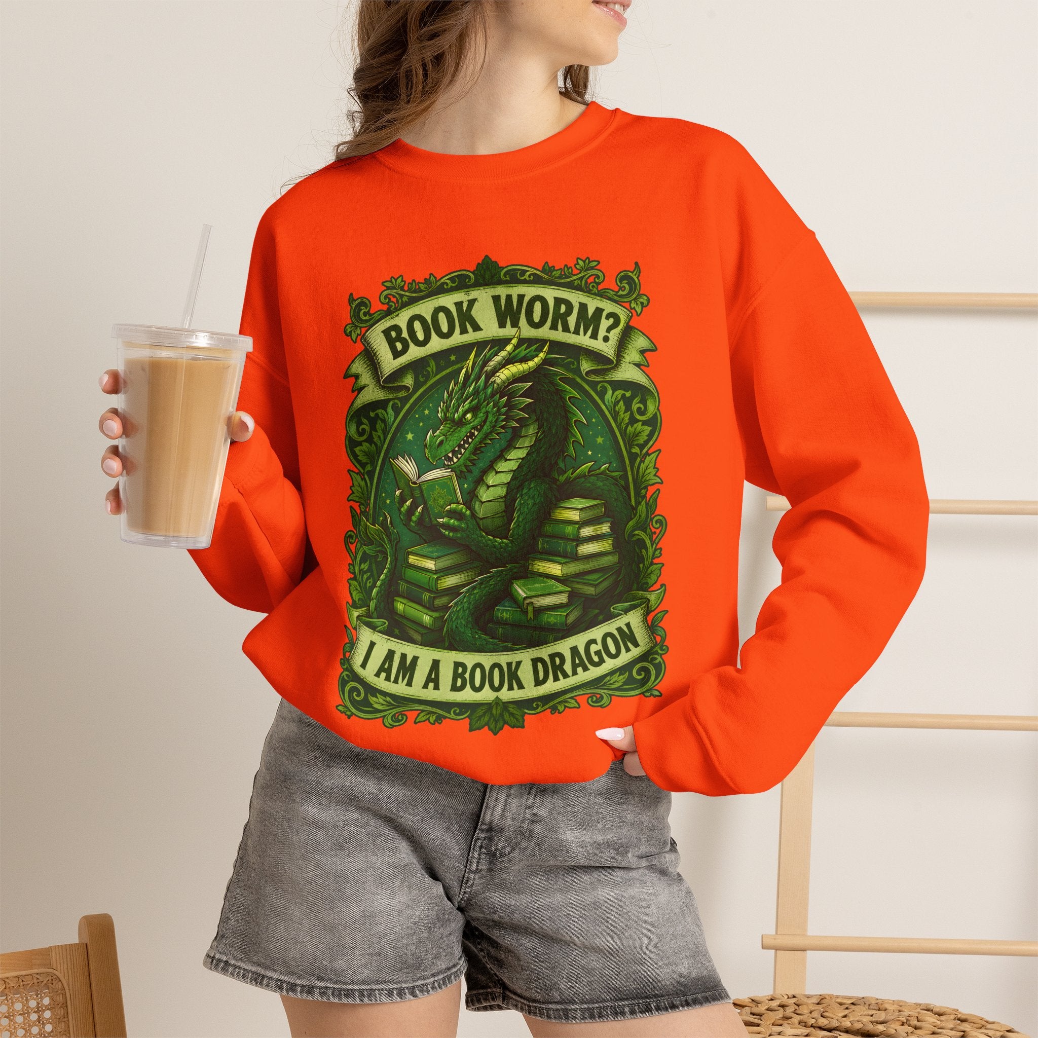 Book Worm? I Am a Book Dragon, Fantasy Reader Sweatshirt