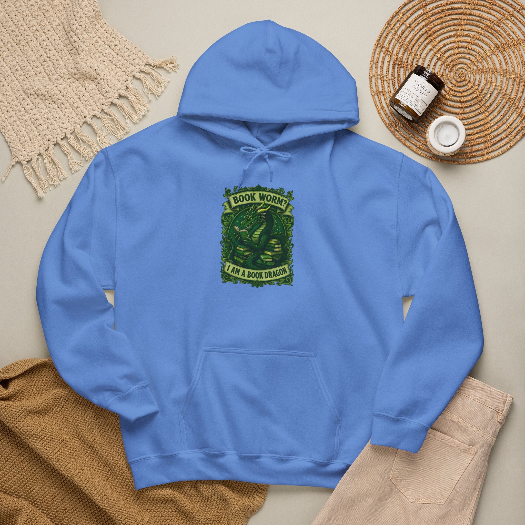 Book Worm? I Am a Book Dragon, Fantasy Reader Hoodie