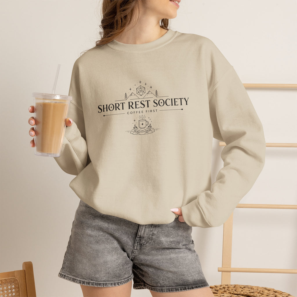 Short Rest Society – Coffee First | Tabletop RPG Sweatshirt