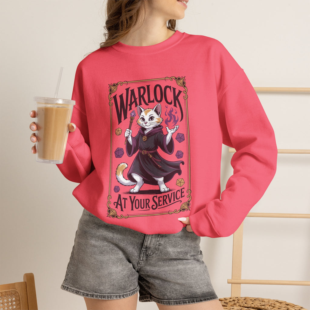 Warlock Cat at Your Serivece D&D Sweatshirt | Cat Lover RPG Gift