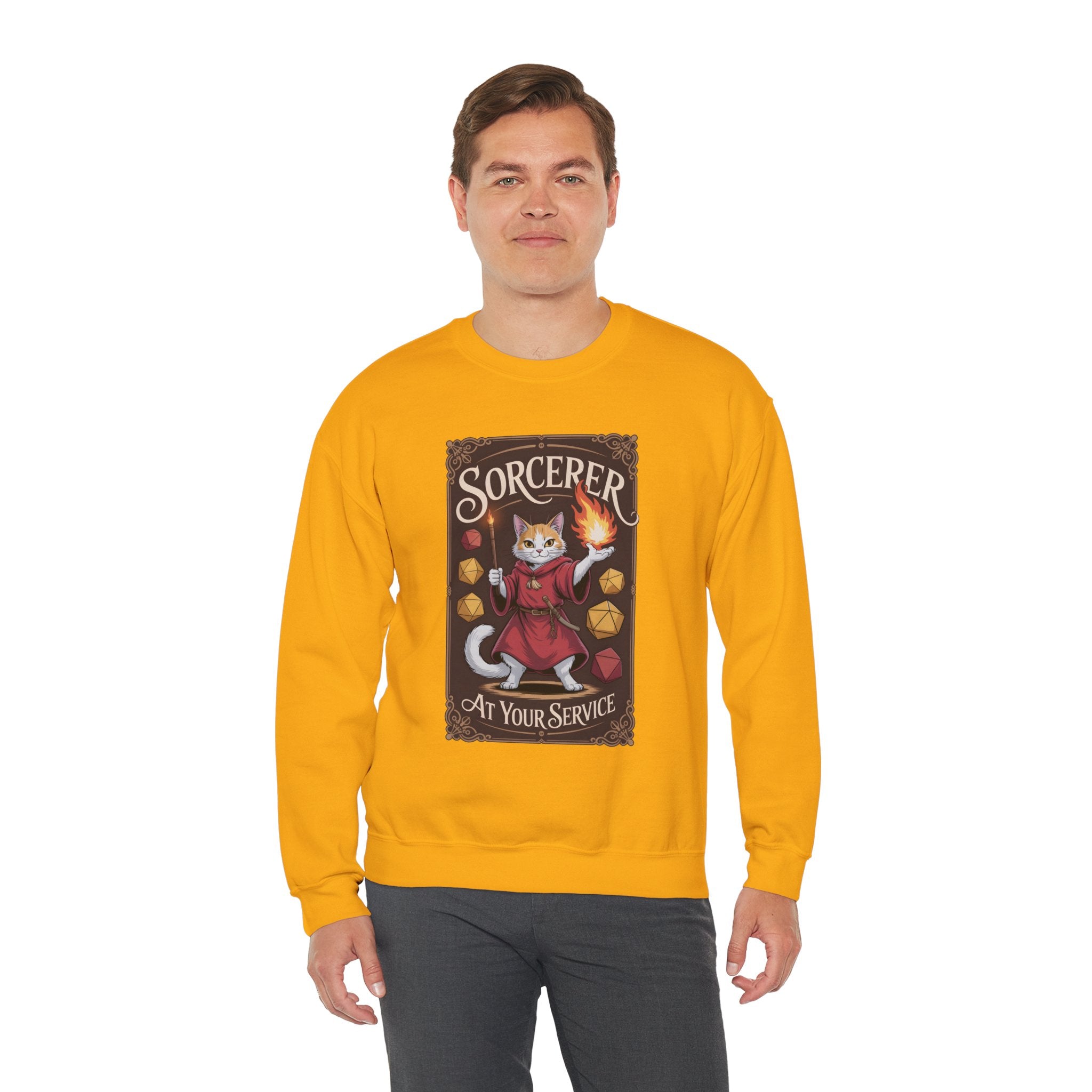 Sorcerer Cat at Your Service D&D Sweatshirt | Cat Lover RPG Gift