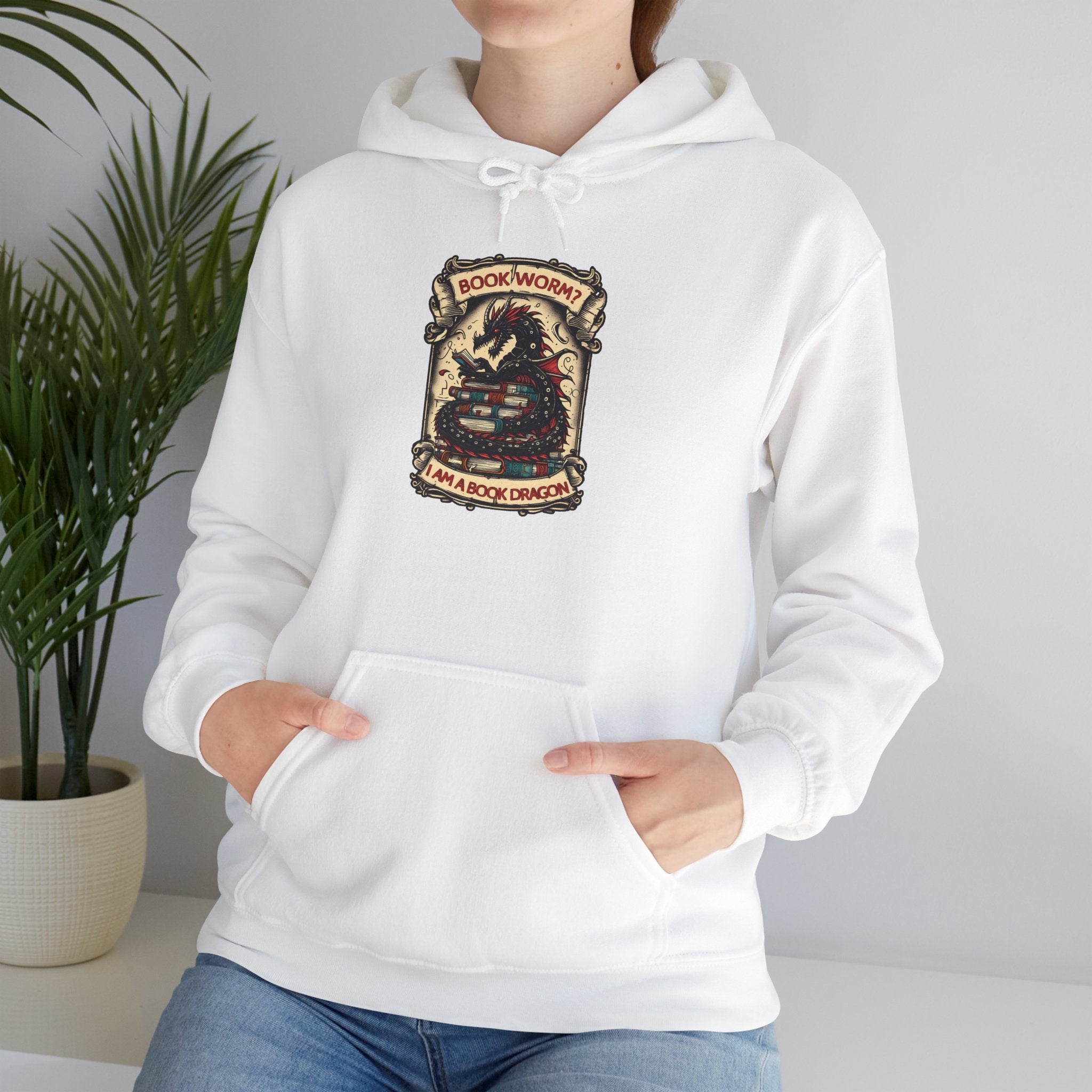 Book Worm? I Am a Book Dragon, Fantasy Reader Hoodie