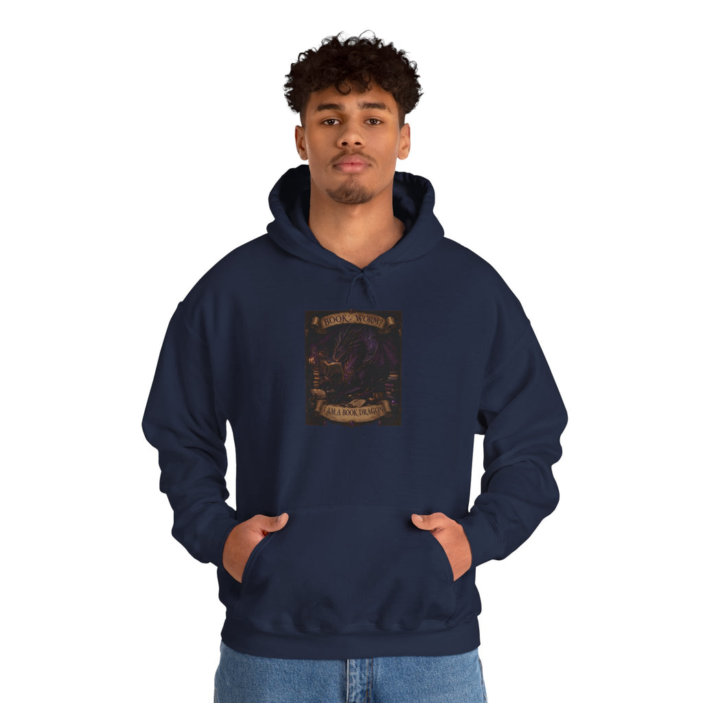 Book Worm? I Am a Book Dragon, Fantasy Reader Hoodie