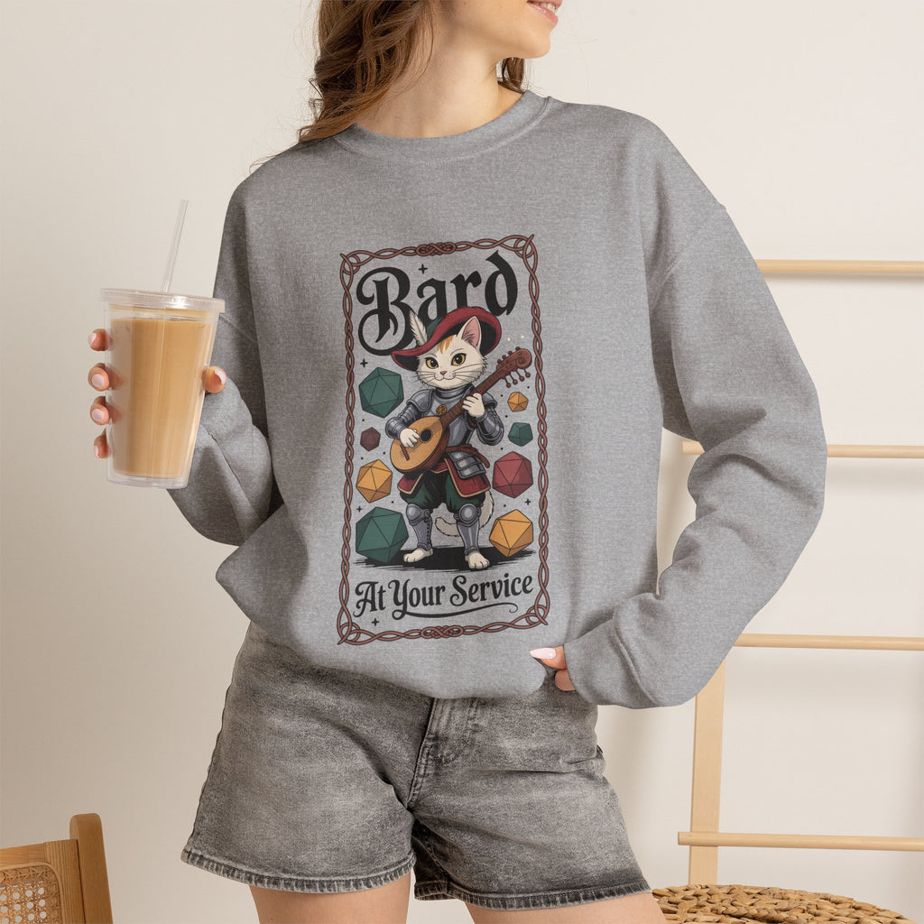 Bard Cat at Your Serivece D&D Sweatshirt | Cat Lover RPG Gift
