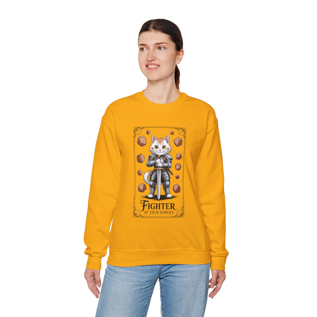 Fighter Cat at Your Service D&D Sweatshirt | Cat Lover RPG Gift