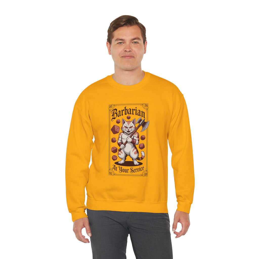 Barbarian Cat at Your Serivece D&D Sweatshirt | Cat Lover RPG Gift