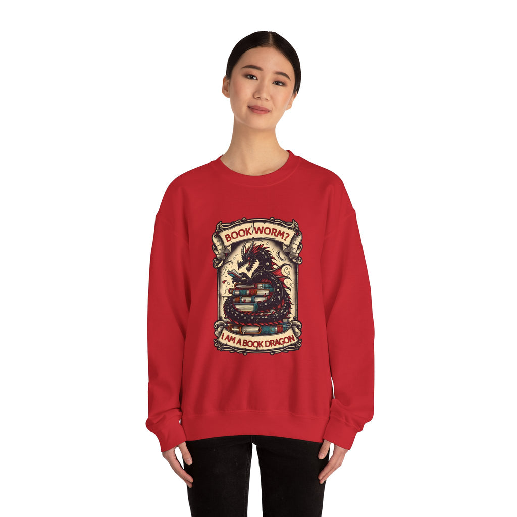 Book Worm? I Am a Book Dragon, Fantasy Reader Sweatshirt