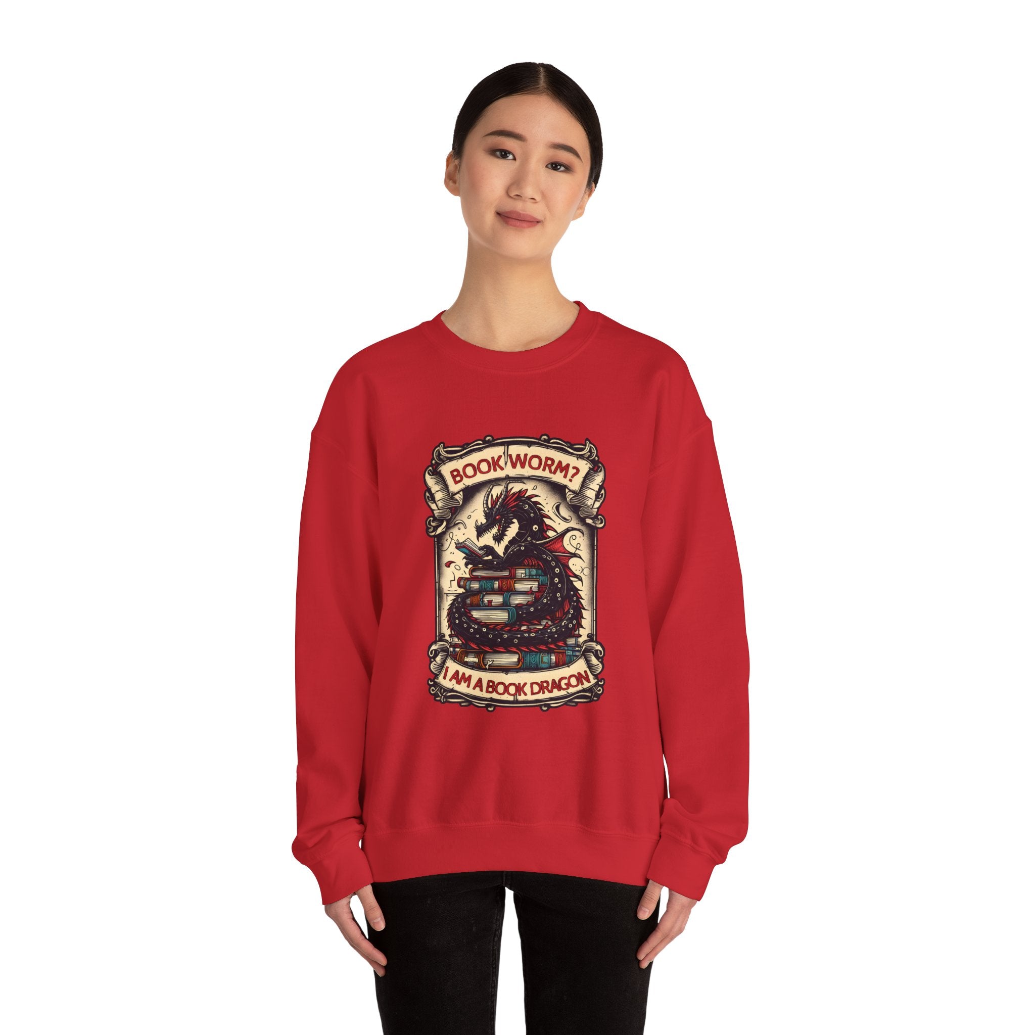 Book Worm? I Am a Book Dragon, Fantasy Reader Sweatshirt