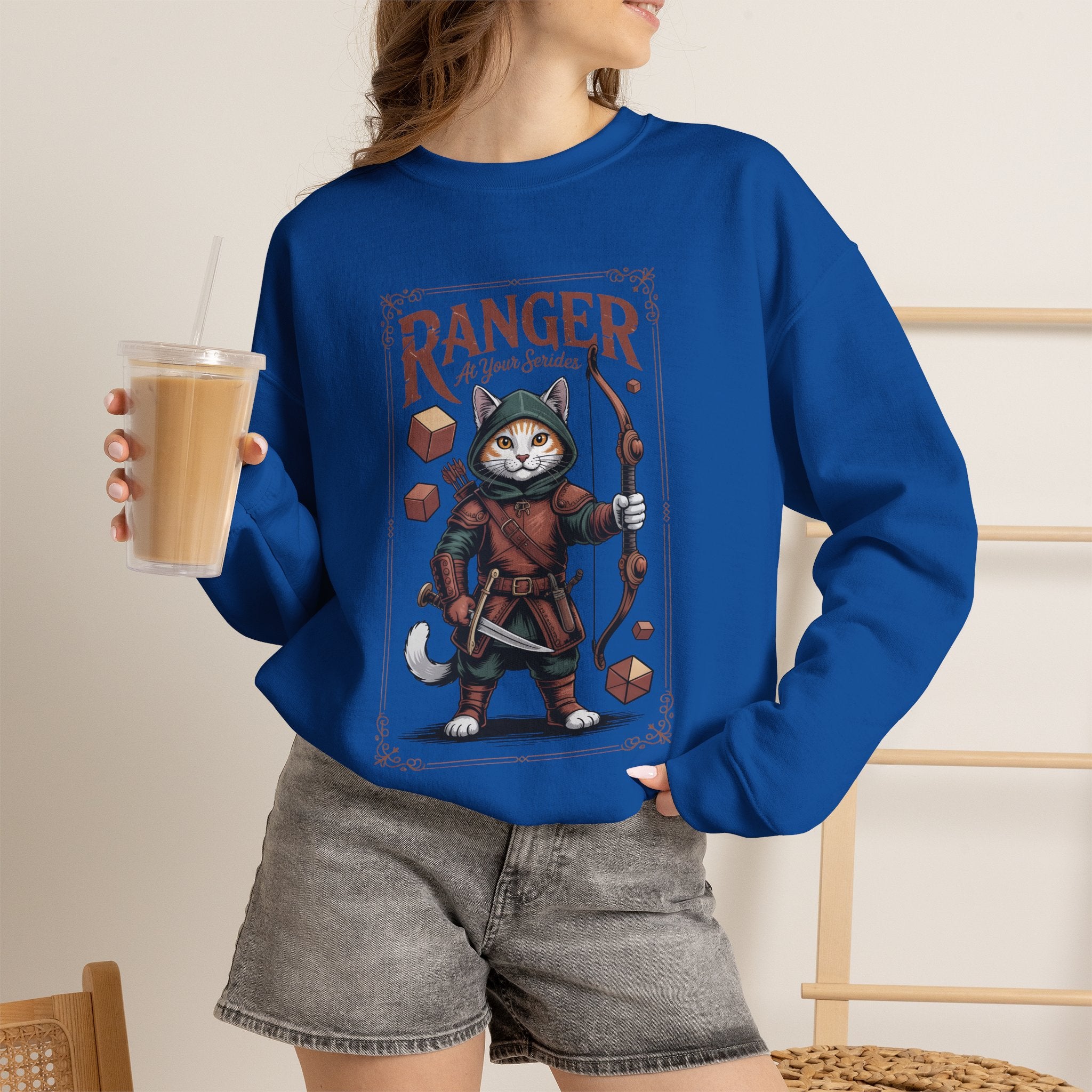 Ranger Cat at Your Serivece D&D Sweatshirt | Cat Lover RPG Gift